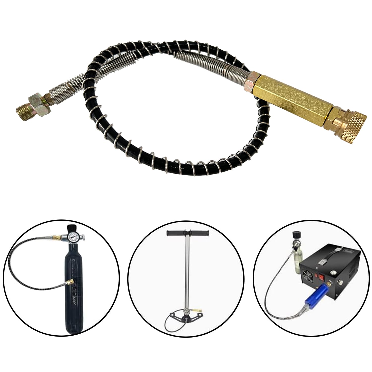 High Pressure 4500psi PCP Air Hose - 50cm Paintball Gun Filling Whip with Water-Oil Separator & 8mm Quick Connector for Air Compressor | Perfect for Paintball, Airsoft & PCP Rifle Refilling