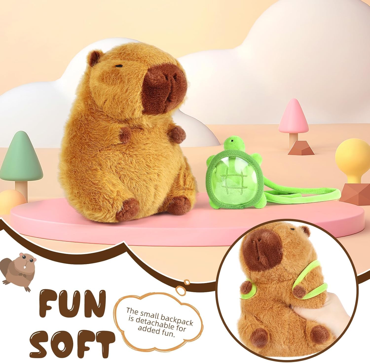 15-inch Soft Capybara Plush Toy - Cute Stuffed Animal Pillow with Carry Bag | Perfect Gift for Kids Birthday, Room Decor & Cuddling Companion