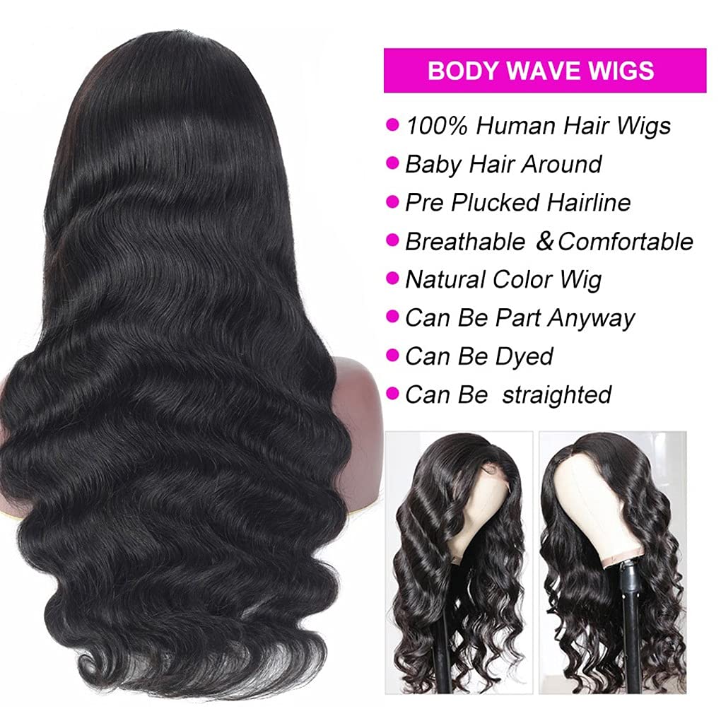 Glueless 13x4 Lace Front Wigs Human Hair - Body Wave Pre Cut Lace Wigs with Baby Hair for Black Women | 20 Inch 150% Density Natural Color | Easy Wear & Go for Beginners | Perfect for Daily Wear, Parties & Special Occasions