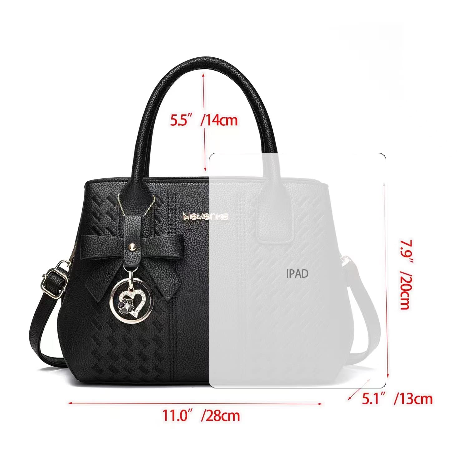 Nevenka Women's Designer Shoulder Bag & Handbag - Stylish Satchel Purse for Ladies (Black) | Perfect for Work, Travel, and Everyday Use
