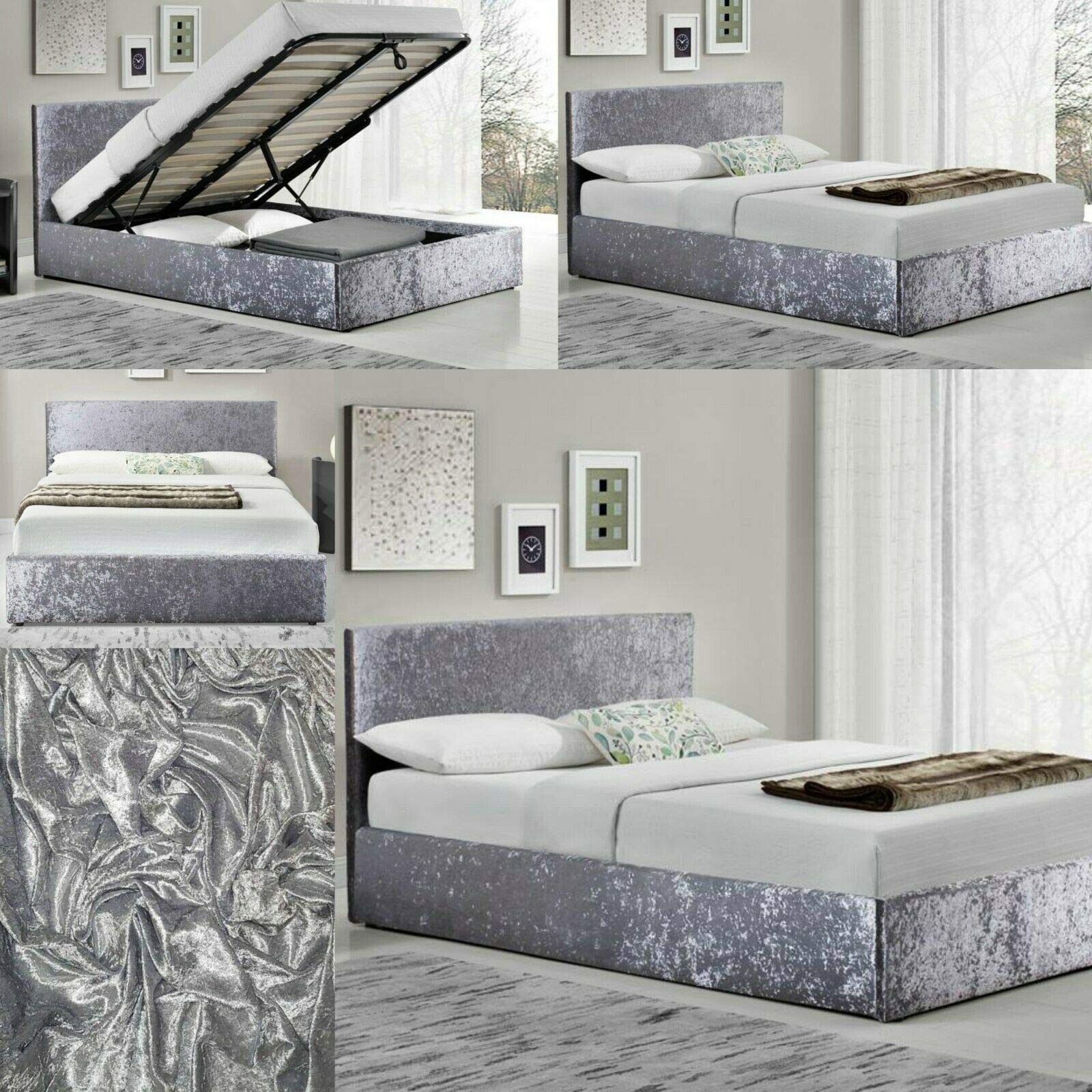Crushed Velvet Couch Skirt Slipcover - Silver Gray Stretch Elastic Sofa Cover for King Size - Perfect for Living Room, Bedroom & Home Decor