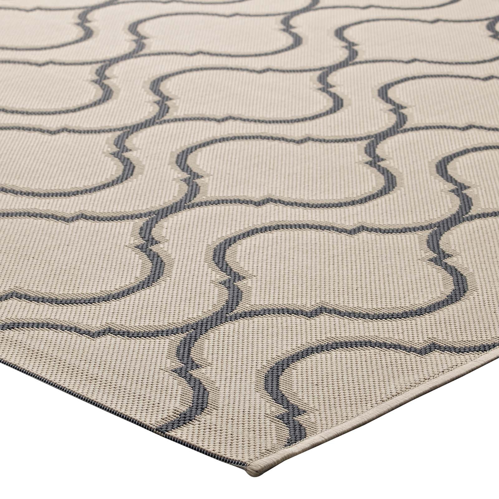 Modern Contemporary Living Lounge Indoor Outdoor Area Rug - Soft Fabric Floor Carpet in Multi Beige - Perfect for Living Room, Bedroom, Patio & Deck Decor