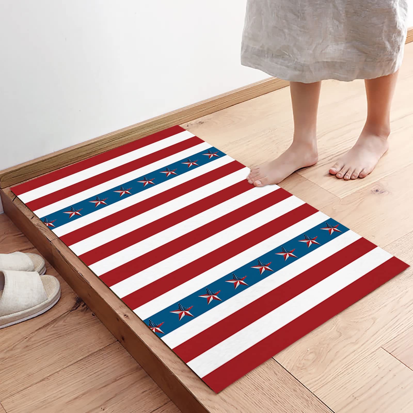 American Patriotic Stars & Stripes Doormat 20x32 - Outdoor Welcome Mat for Home & Entryway Decor