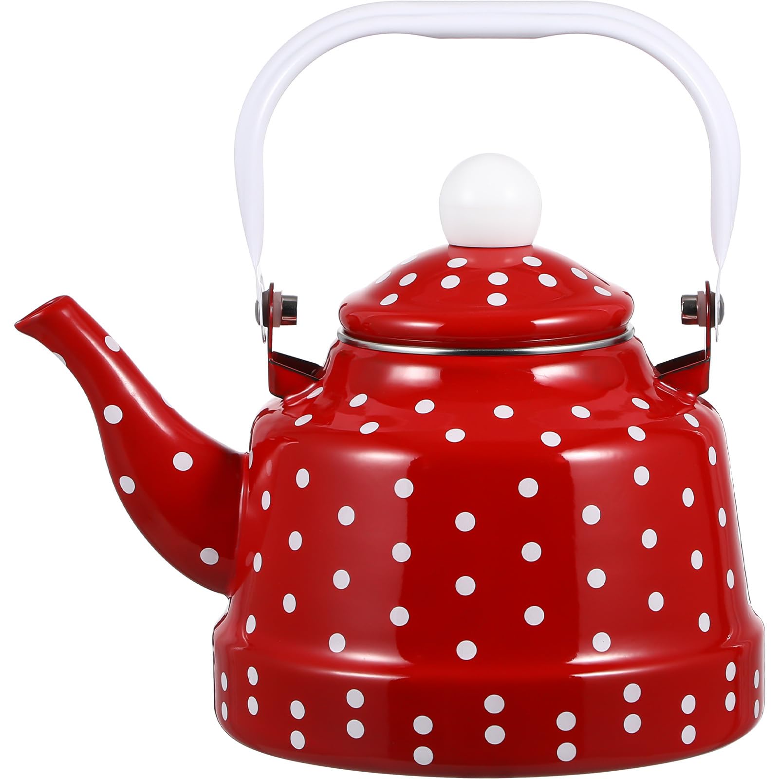 1.8 Quart Vintage Enamel Tea Kettle - Stovetop Safe Steel Water Kettle with Handle for Coffee & Tea - Colorful Retro Kitchen Decor - Perfect for Home, Office, and Camping Use