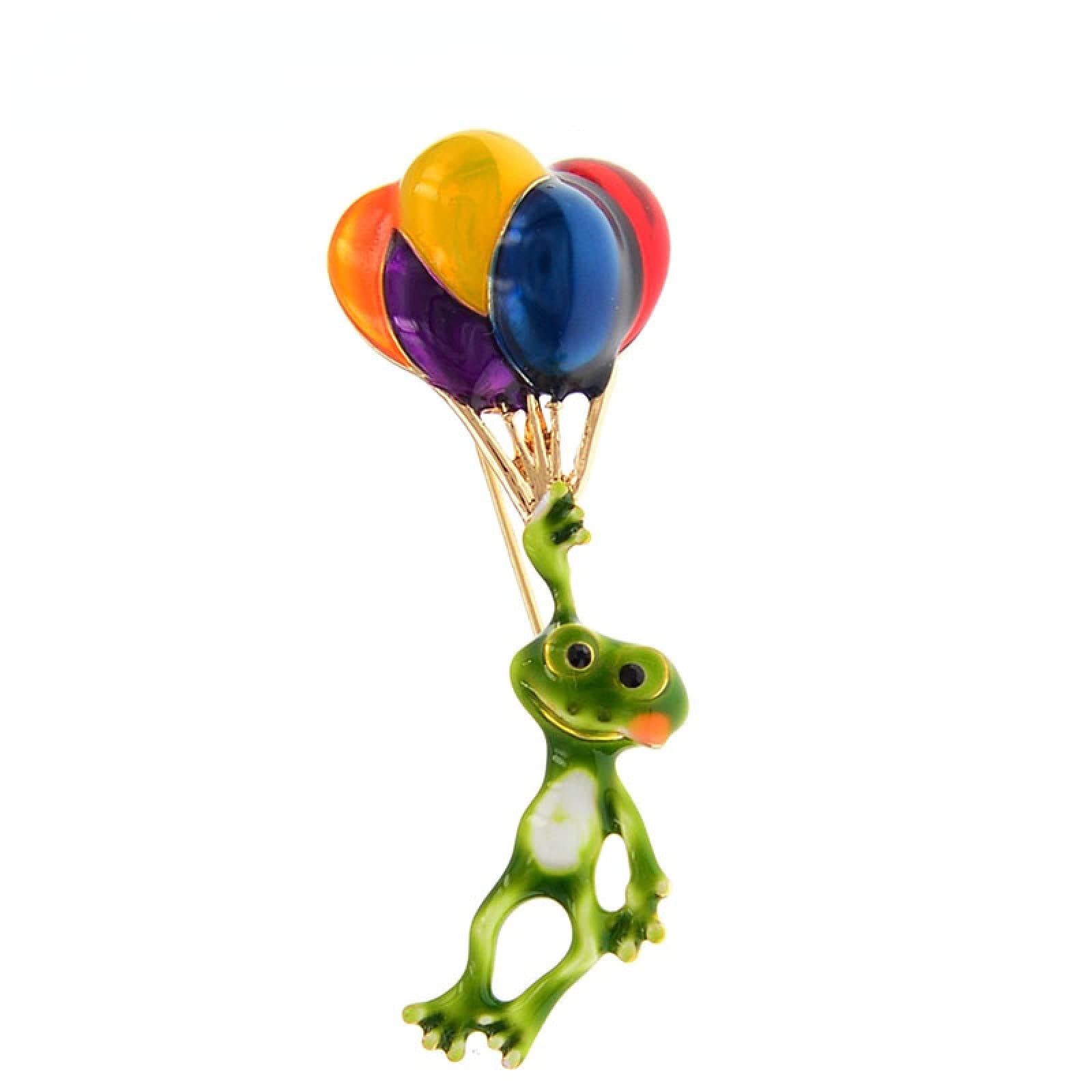 SHUJIA Fashion Enamel Frog Brooches - Funny Animal Balloon Pin for Women & Men - Colorful Unisex Party Jewelry Accessories - Perfect for Costume Parties, Gifts & Everyday Wear