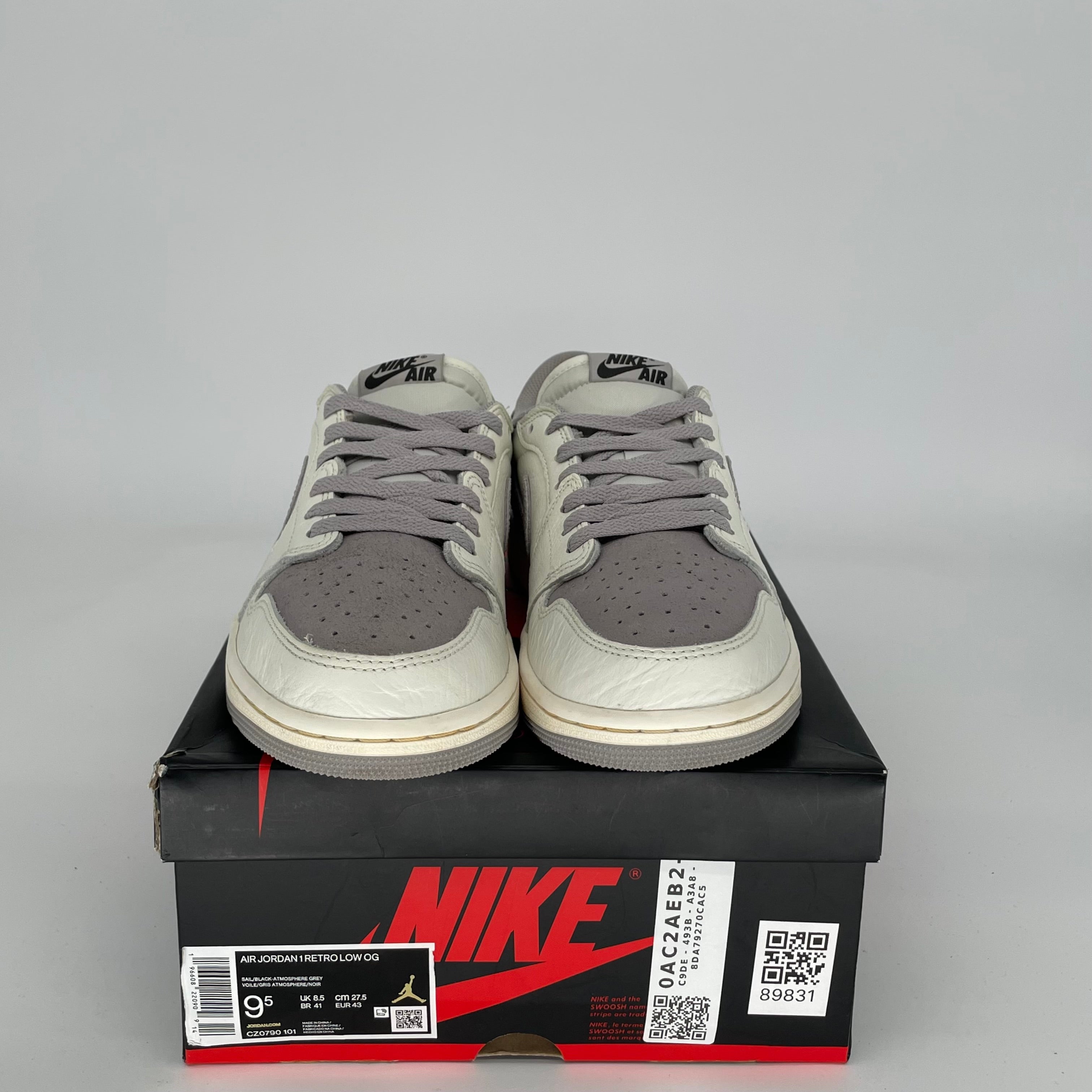 AIR JORDAN 1 LOW ATMOSPHERE GREY MEN'S SNEAKERS - SIZE 9.5 (CZ0790-101) | CASUAL WEAR, STREET STYLE & BASKETBALL FASHION