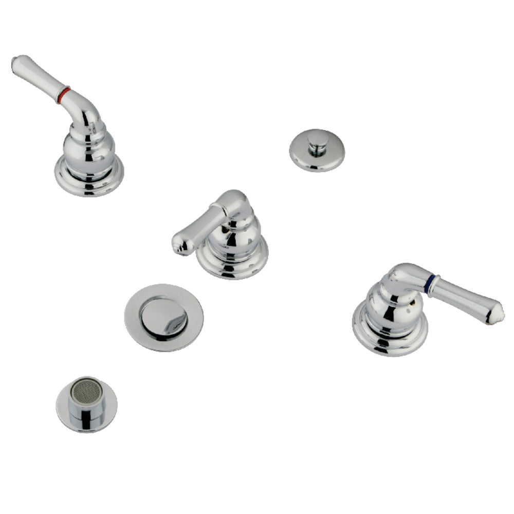 Kingston Brass KB325 Magellan Bidet Faucet with Lever Handles & Brass Pop Up - Chrome Finish Bathroom Sink Faucet for Modern Toilets & Bidet Attachments - Perfect for Home, Hotel, and Spa Bathroom Upgrades