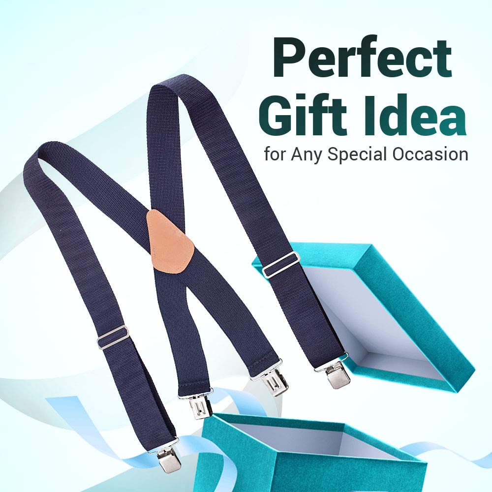 Heavy Duty Work Suspenders for Men - Adjustable Overalls Suspenders with Extra Strong Sturdy Metal Clips - Perfect for Construction, Carpentry & Outdoor Work