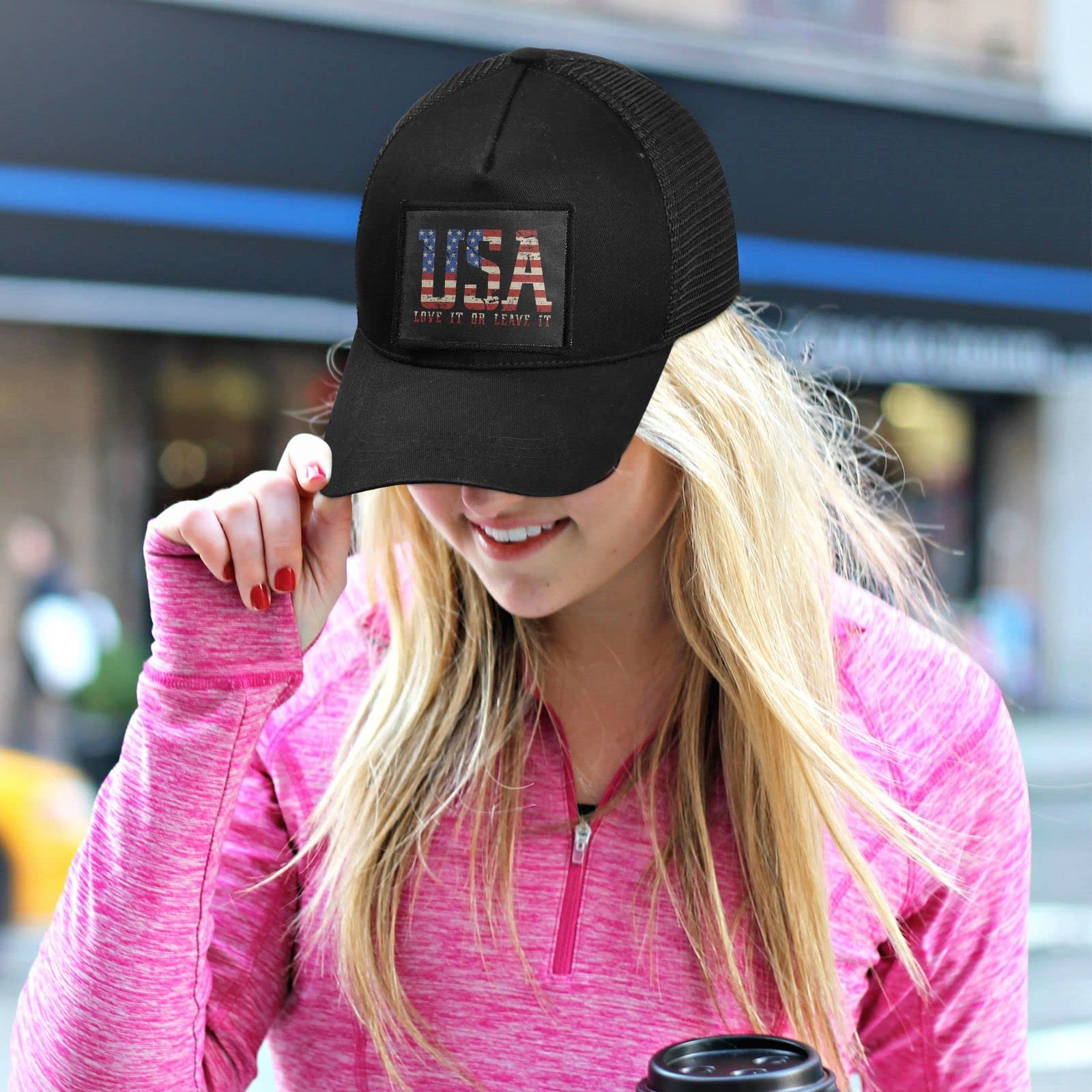 Sinestour USA American Flag Baseball Cap - Low Profile Dad Hat for Men & Women - Adjustable Army Style Unisex Black Hat - Perfect for Outdoor Sports, Patriotic Events & Casual Wear