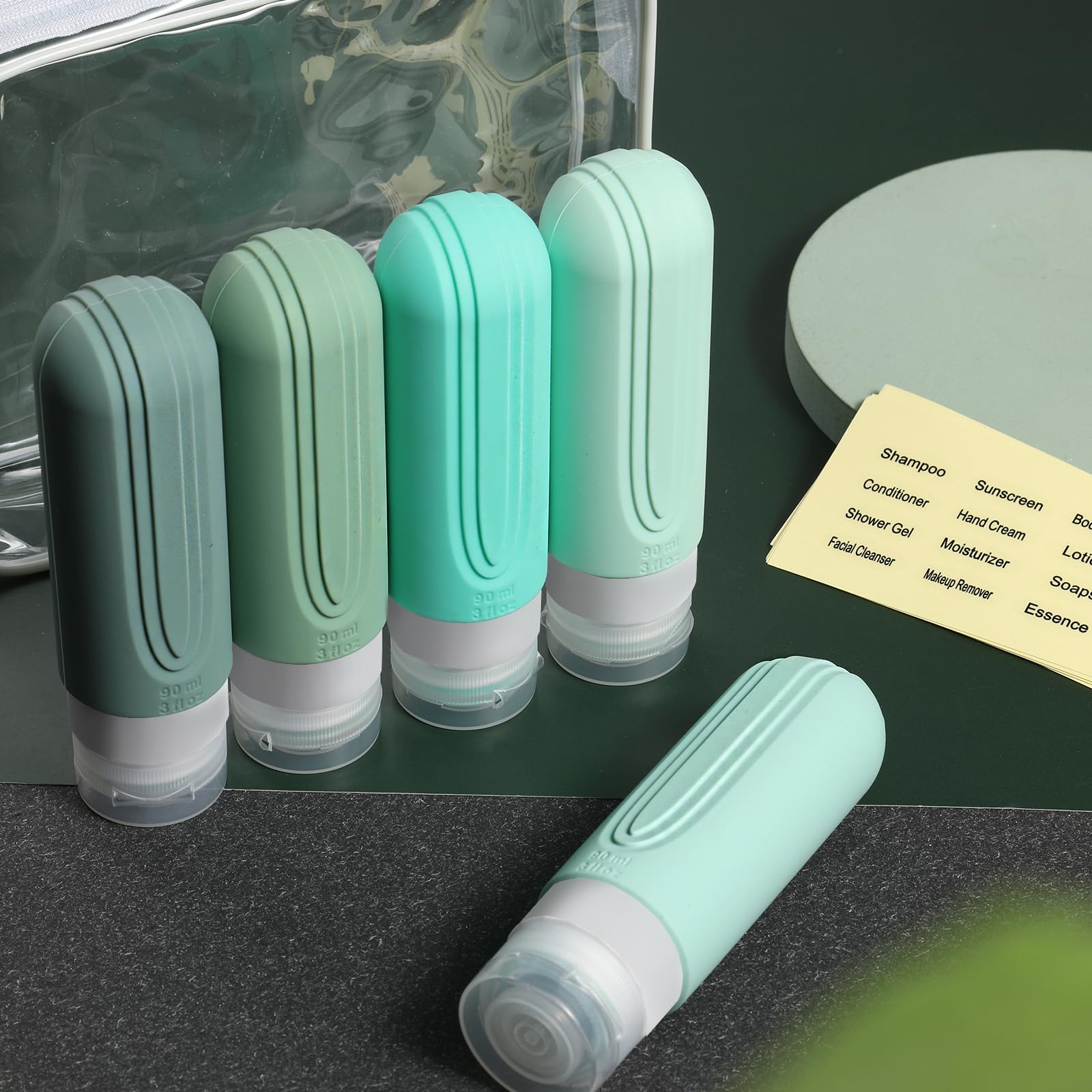 CHEODIN 5-Pack TSA Approved Leak Proof Travel Bottles for Toiletries - 3oz BPA Free Refillable Containers for Shampoo, Conditioner & Cosmetics | Perfect for Air Travel, Gym, Camping & Vacation Toiletry Organizer