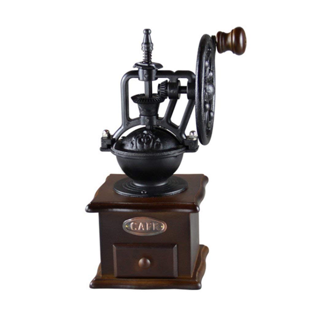 Vintage Style Manual Coffee Grinder - Hand Crank Wooden Coffee Bean Mill with Ferris Wheel Design, Portable Hand Coffee Maker for Espresso, French Press, Camping & Travel