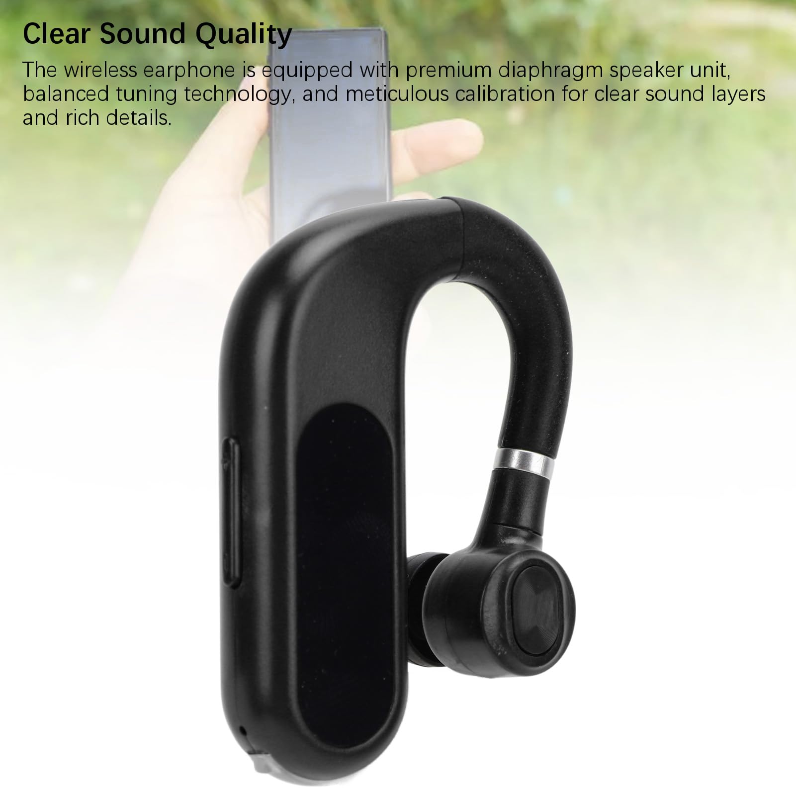 Single Bluetooth Earbud - Wireless BT 5.2 Headset with Digital Display | Rotatable Comfortable Earphone with Clear Sound for Smartphones (V13 Black) | Perfect for Workouts, Commuting & Hands-Free Calls