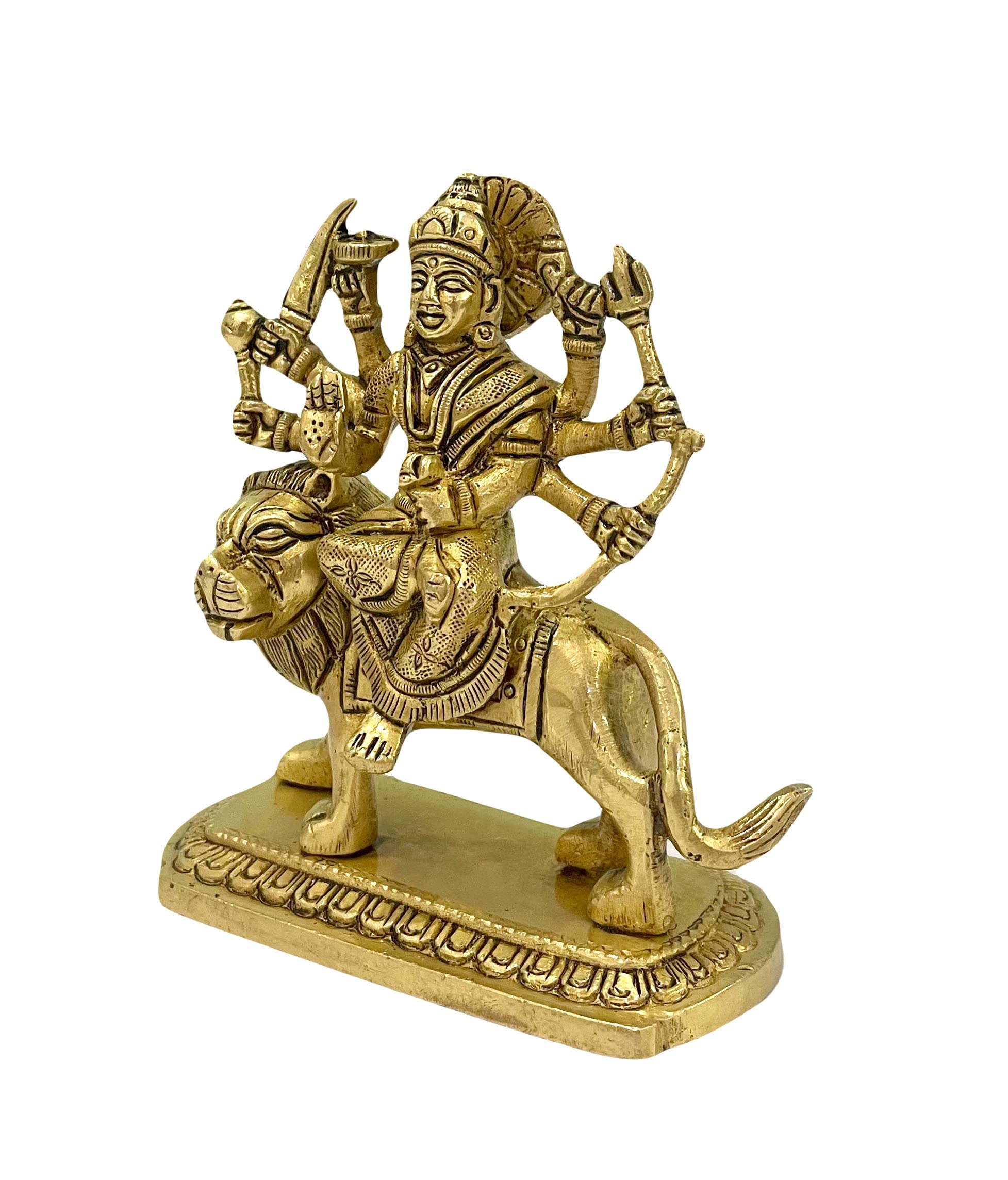 Handmade Maa Durga Brass Idol Sculpture for Home & Office Mandir Temple - Hindu Goddess Statue for Puja, Meditation & Spiritual Decor (Standard Size)