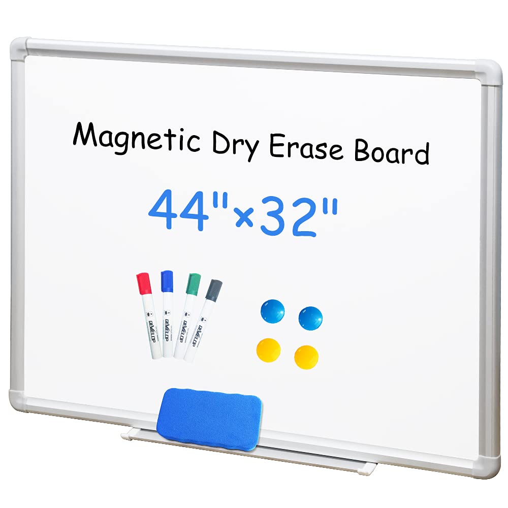 Magnetic Whiteboard 32x44 Inch - Aluminum Frame Dry Erase Board for Wall with Detachable Marker Tray | Perfect for Home Office, Classroom, Kitchen Memo & Planning | Wall Mount Whiteboard for School, Office & Home Organization