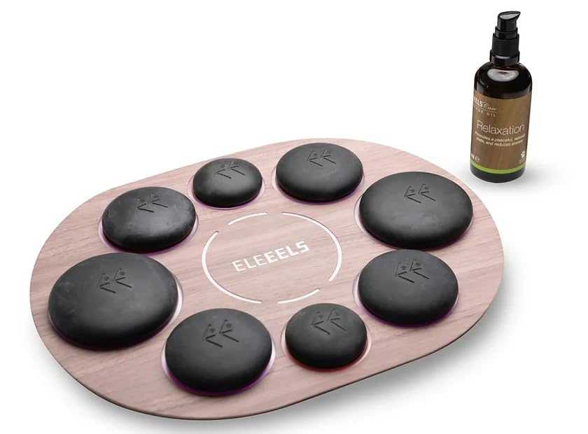 8-Piece Hot Stone Massage Set with Electric Warmer | 100ml Lavender Aromatherapy Massage Oil | Dual Temperature Control | Perfect for Spa, Home Relaxation & Professional Massage Therapy