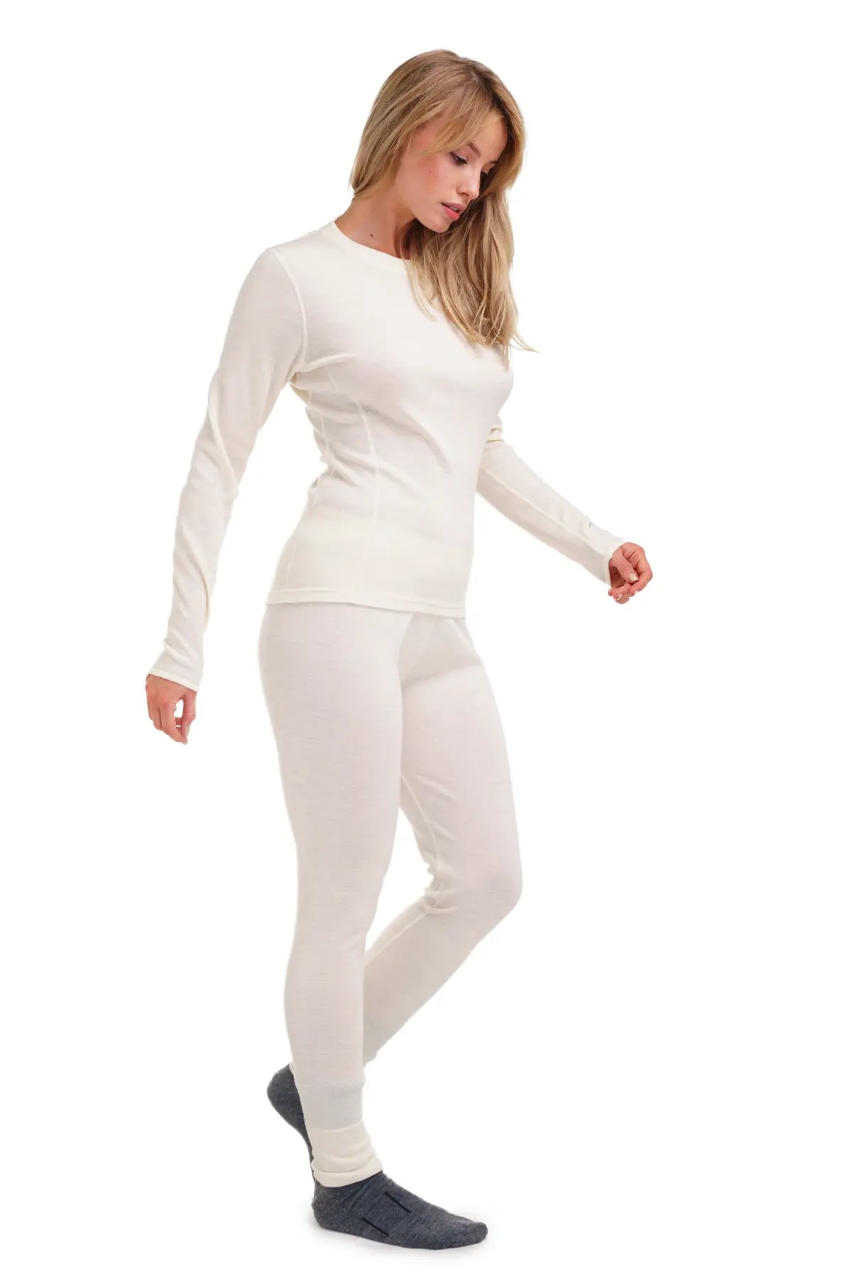 Women's 250 GSM Natural Merino Wool Thermal Underwear Set - Warm Base Layer for Winter, Hiking & Outdoor Activities