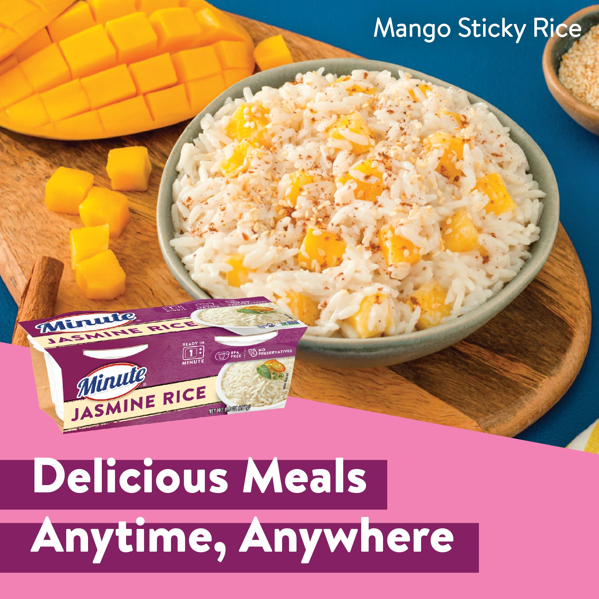 Minute Ready-to-Serve Jasmine Rice Cups - 8.8 Oz Microwavable Instant Rice (Pack of 8) | Quick & Easy Meal Prep, Office Lunch, Camping & Emergency Food Supply