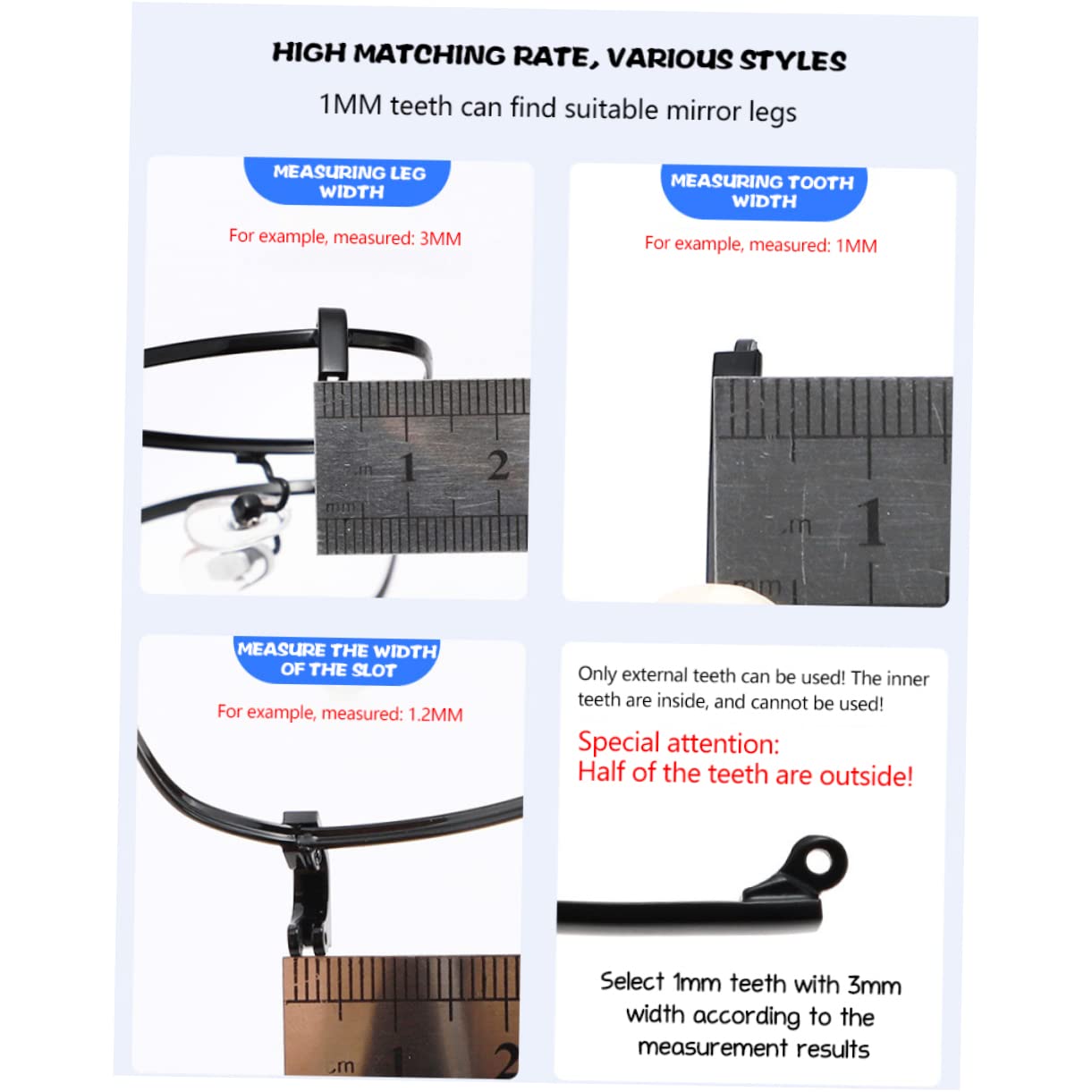 KOMBIUDA 2 Pairs Glasses Repair Kit - Metal Glasses Hinge & Temple Replacement for Unisex Sunglasses & Eyewear | Durable Glasses Arm Legs for Broken Frame Fix | Perfect for Travel, Home & Office Eyewear Maintenance