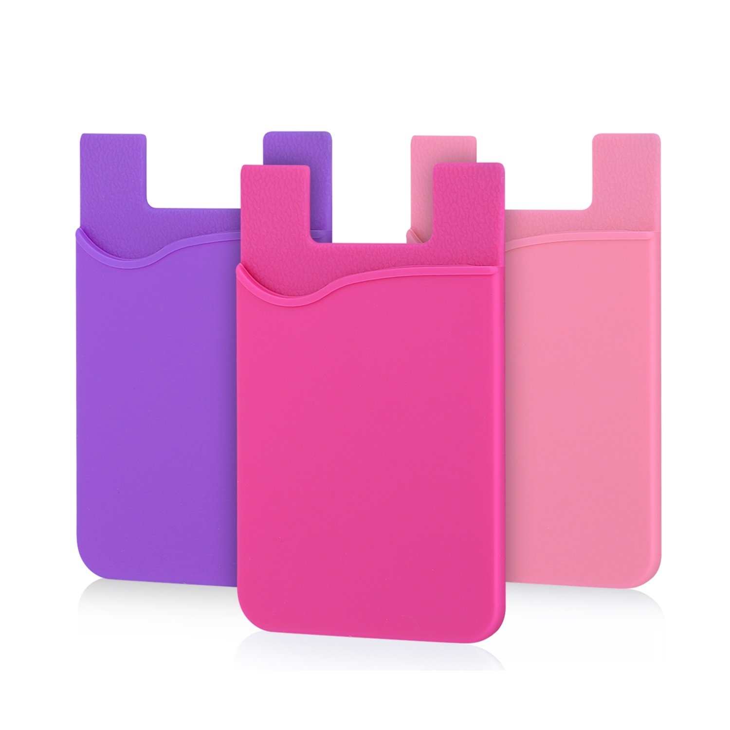 3 Pack Silicone Stick-on Phone Card Holder - Self Adhesive Wallet for iPhone 15/14/13/12 Pro Max, Samsung Galaxy & iPad | Holds Credit Cards & ID | Pink, Purple, Rose Gold | Perfect for Travel, Shopping & Daily Use