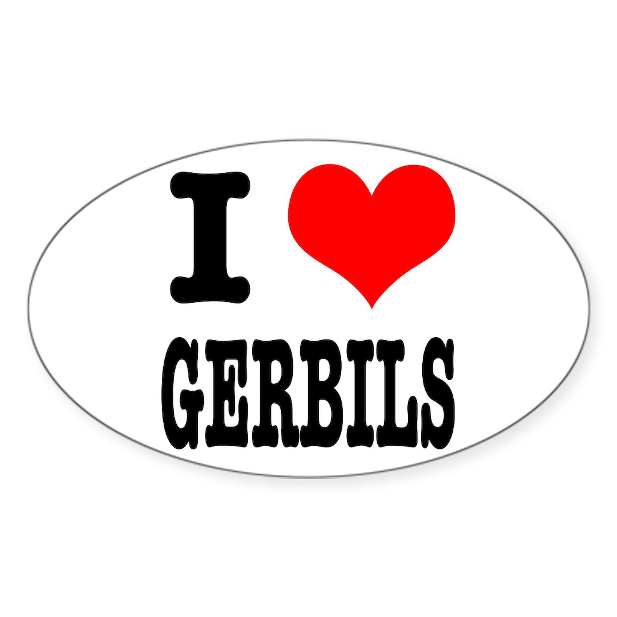 I Heart (Love) Gerbils Oval Sticker - Waterproof Vinyl Bumper Decal for Cars, Laptops & Windows - Fun Pet Lover Accessory for Gerbil Enthusiasts