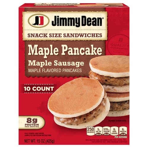 Jimmy Dean Snack Size Maple Pancake & Sausage Sandwiches - 10 Count Frozen Breakfast Sandwiches | Quick & Easy Morning Meal, On-the-Go Snack, Office Breakfast