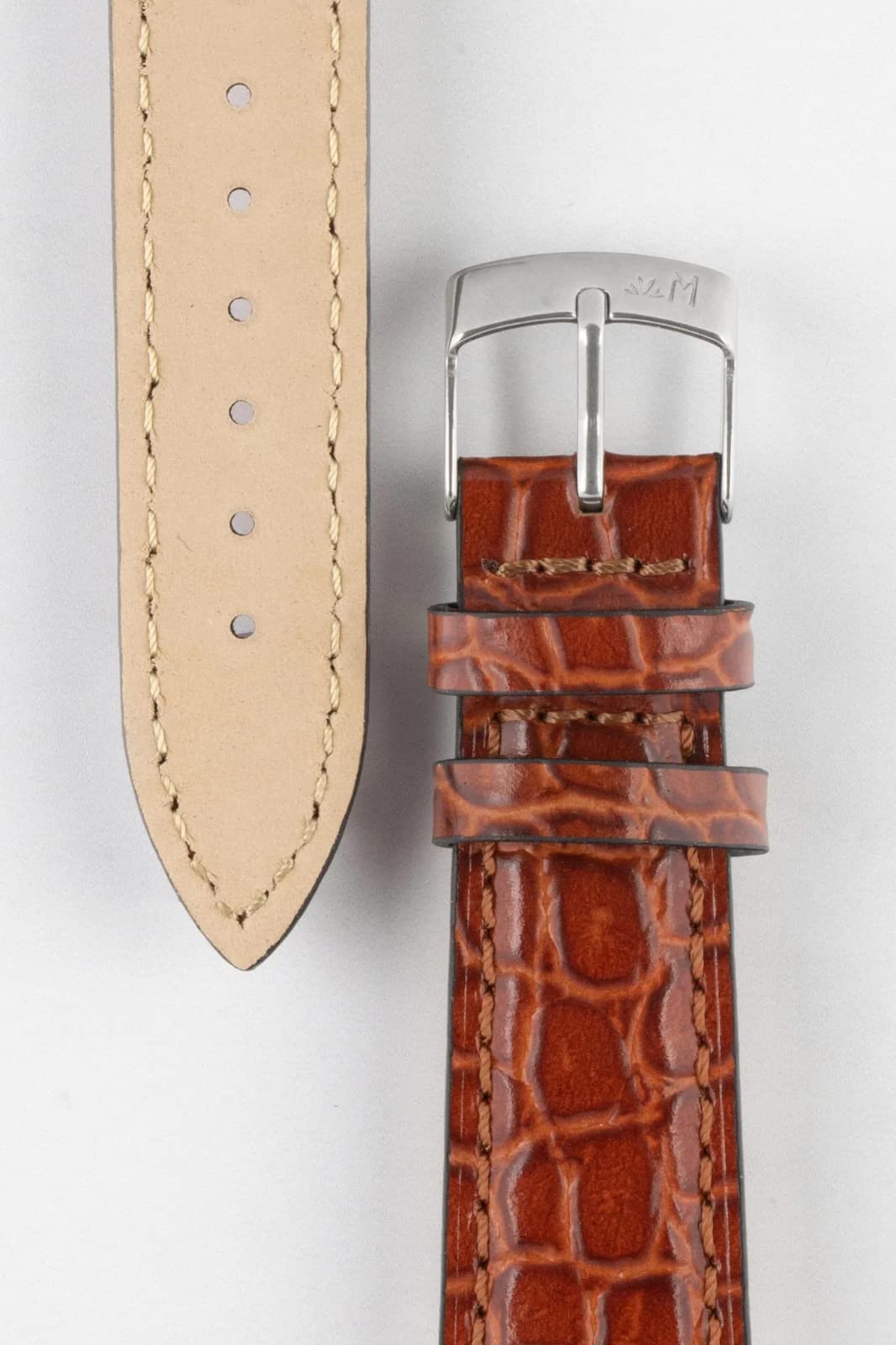Liverpool Genuine Leather Watch Strap - Stainless Steel Buckle for Men's Watches - Dress & Casual Wear