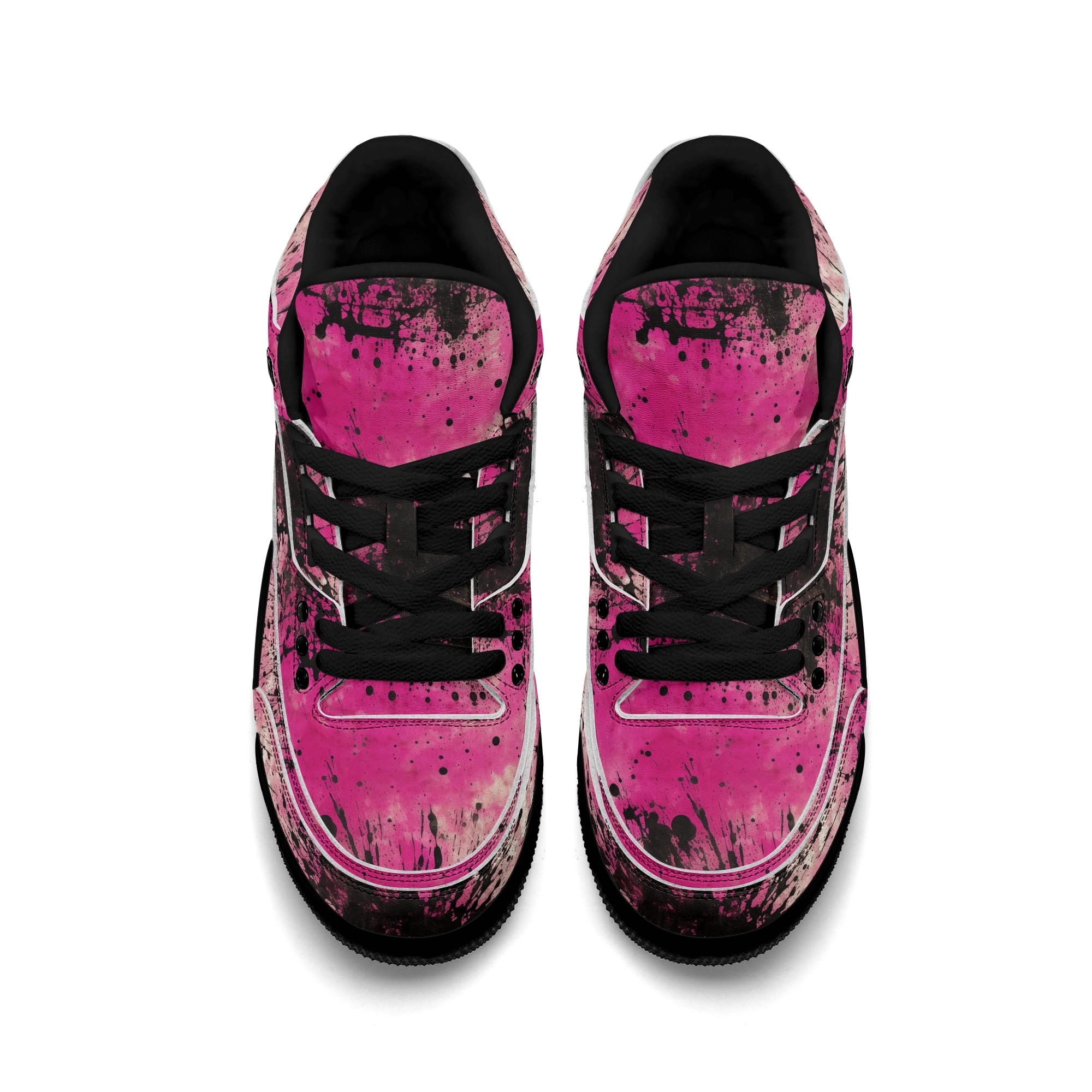Pink Burst Women's High Top Retro Leather Basketball Sneakers - Vintage Style Athletic Shoes for Casual Wear, Street Fashion & Court Performance