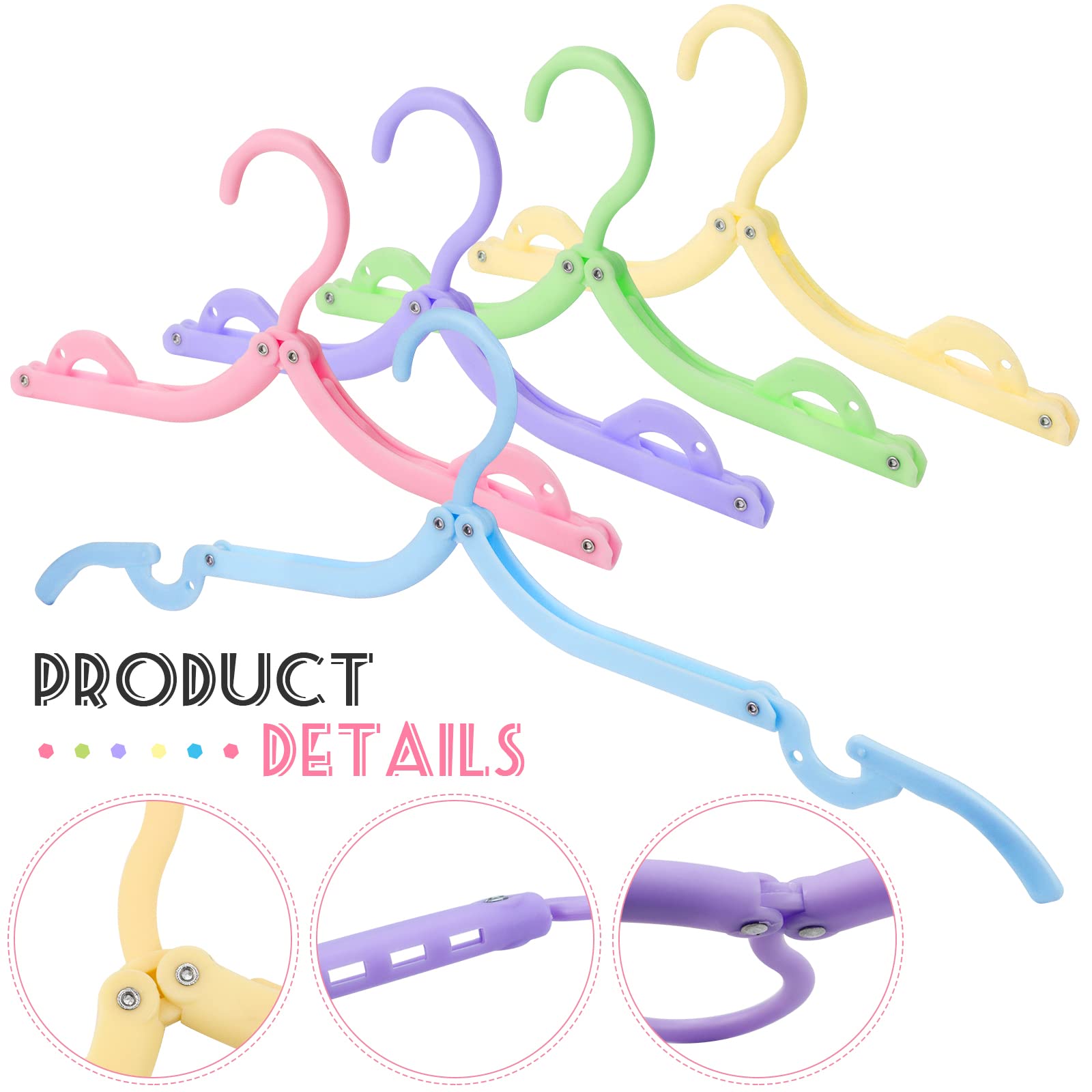 20 Pack Portable Folding Clothes Hangers - Space Saving Travel Hangers for Suitcase, Lightweight Drying Rack for Hotel, Camping & Vacation (5 Color Options)
