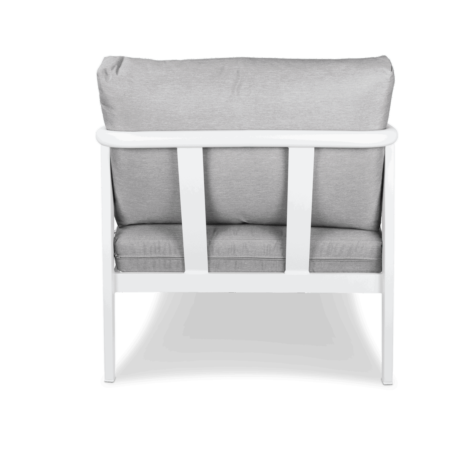 Porto Outdoor Armchair - Arctic White Aluminum Frame with Teak Polywood Accent & Stone Grey Spuncrylic Cushions - Patio, Garden, Poolside Lounge Furniture for Backyard & Outdoor Living Spaces