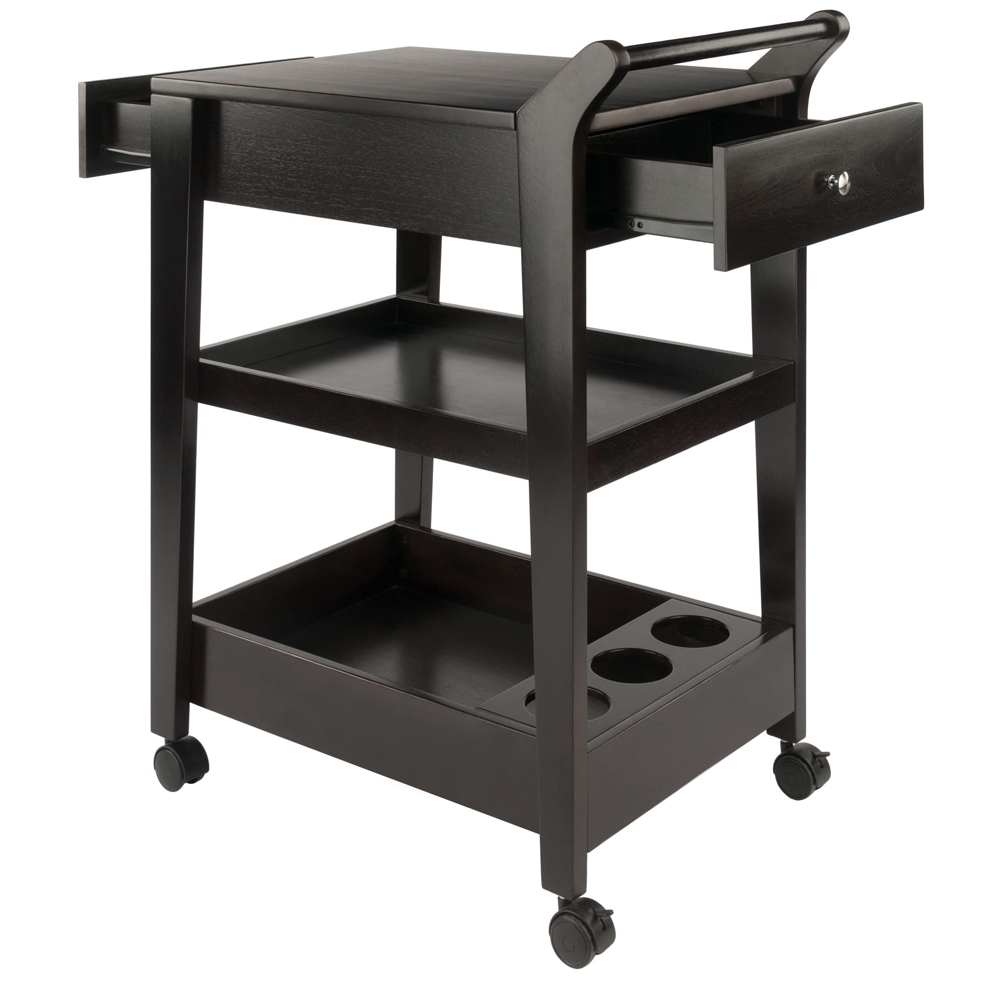Winsome Wood Jeston Entertainment Cart with Wheels - Espresso Finish TV Stand, Rolling Media Console for Living Room, Bedroom, or Home Theater Organization