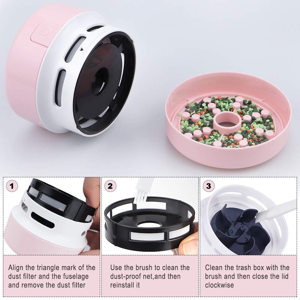 Premium Diamond Tools & Accessories - Handheld Mini Vacuum Cleaner for Desk, Jewelry & Diamonds (Pink) | Perfect for Home Office, Crafting & Jewelry Cleaning