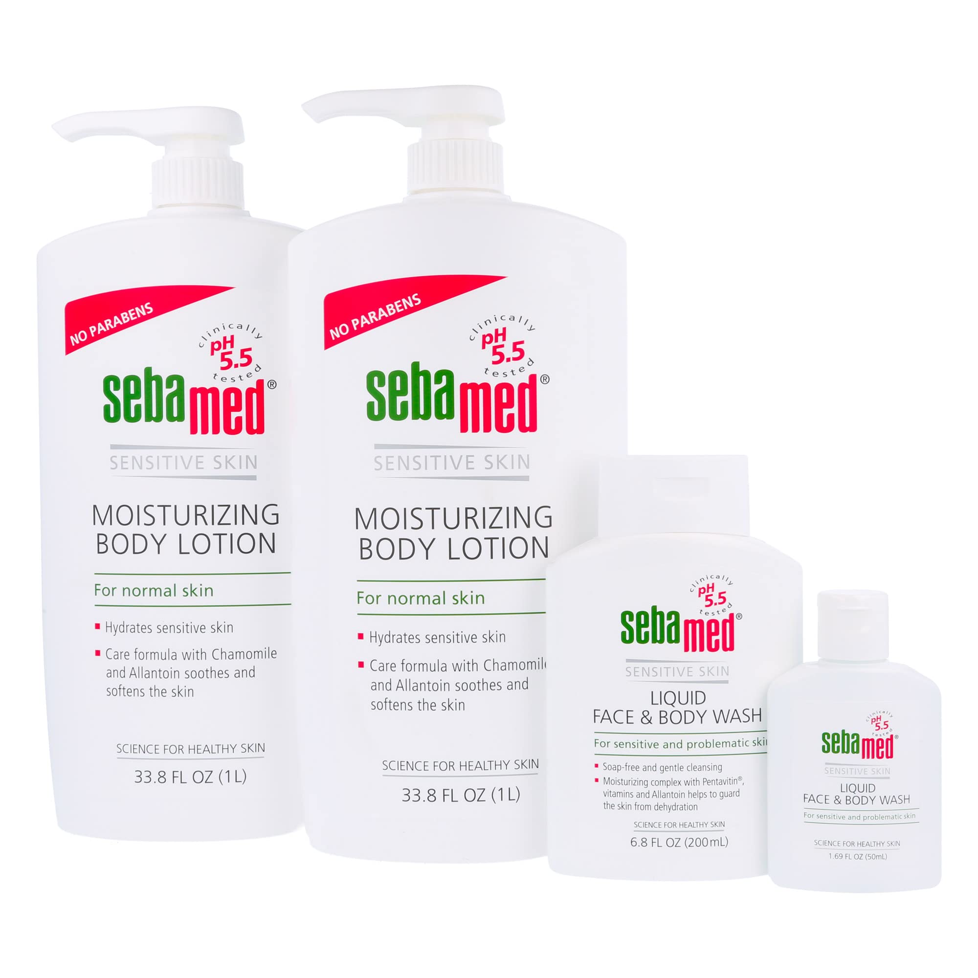 Sebamed Moisturizing Body Lotion with Face & Body Wash + Travel Size - Hydrating Skincare for Dry & Sensitive Skin | Perfect for Daily Use, Travel & Gym