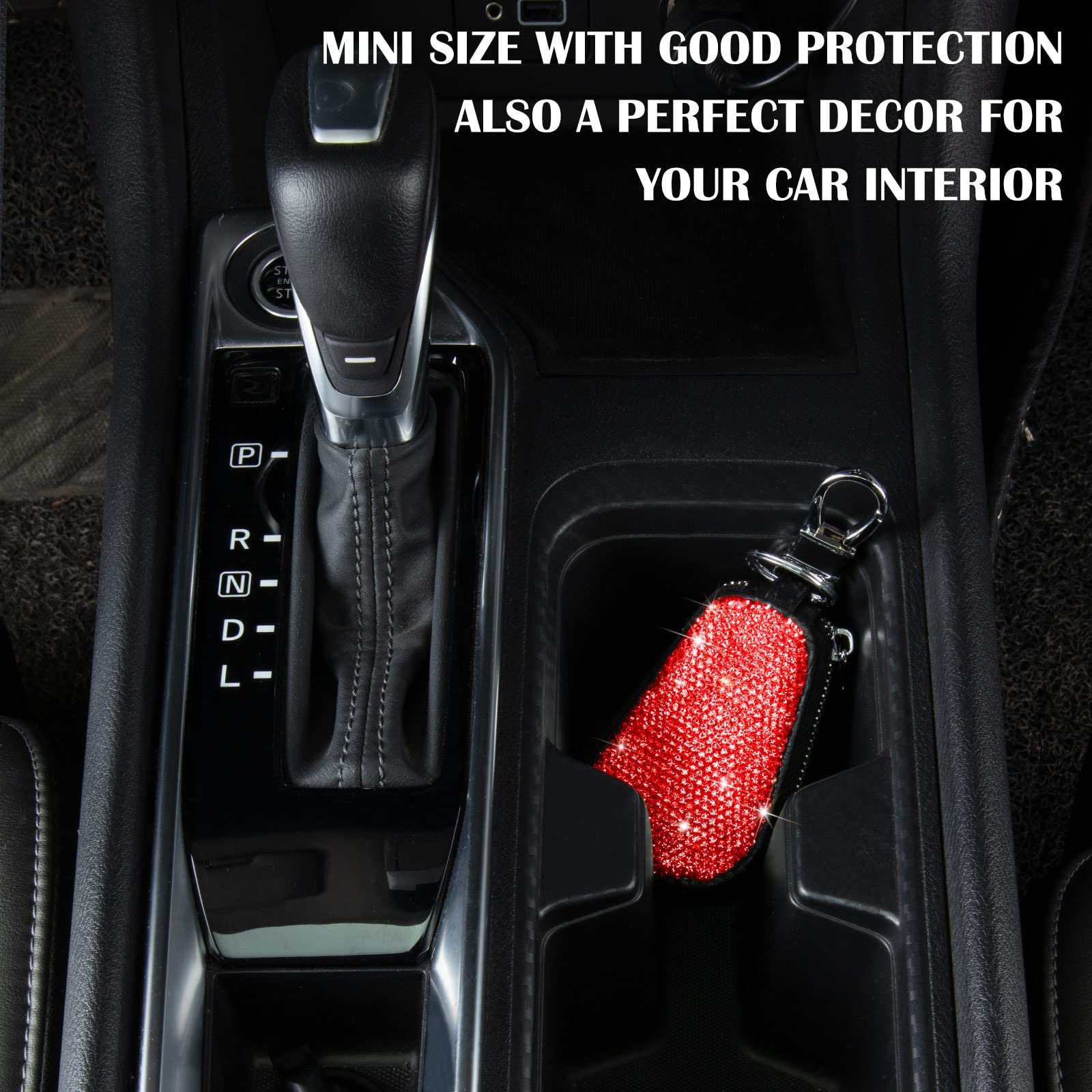 Sparkling Bling Car Key Chain Holder - Premium Leather Coin Pouch with Zipper, Remote Control Wallet Bag for Keys & Small Essentials | Perfect for Key Organization, Car Accessories, and Everyday Carry