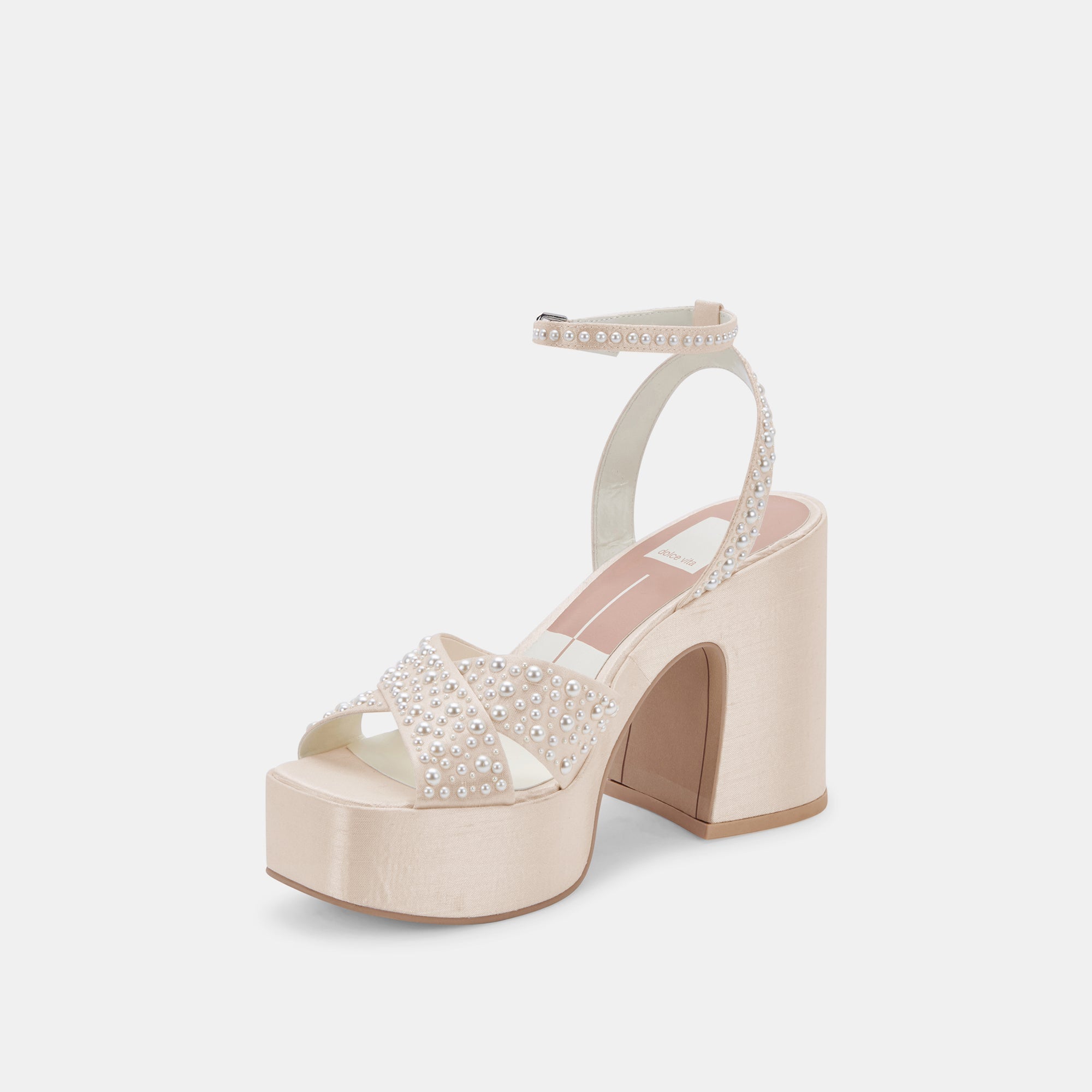 WESSI Pearl Heels - Elegant Vanilla Pearl Embellished Women's High Heels for Parties, Weddings & Special Occasions