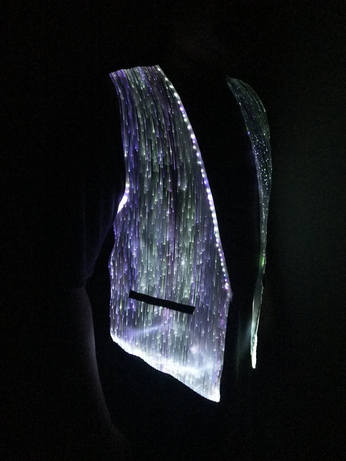 LED Fiber Optic Light Up Vest for Men - Glow in Dark Luminous Waistcoat with Mobile APP Control (Size L, White) - Perfect for Raves, Concerts, Night Running & Safety Visibility