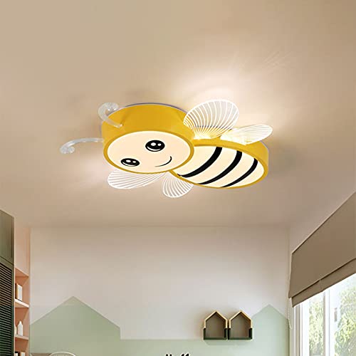 LITFAD Cartoon Bee LED Ceiling Light - Modern Macaron Flush Mount Chandelier for Nursery, Kids Room & Kindergarten - Energy Saving Creative Lighting for Girls Bedroom (Yellow) - Perfect for Children's Playroom, Daycare Center & Toddler Bedroom Decor