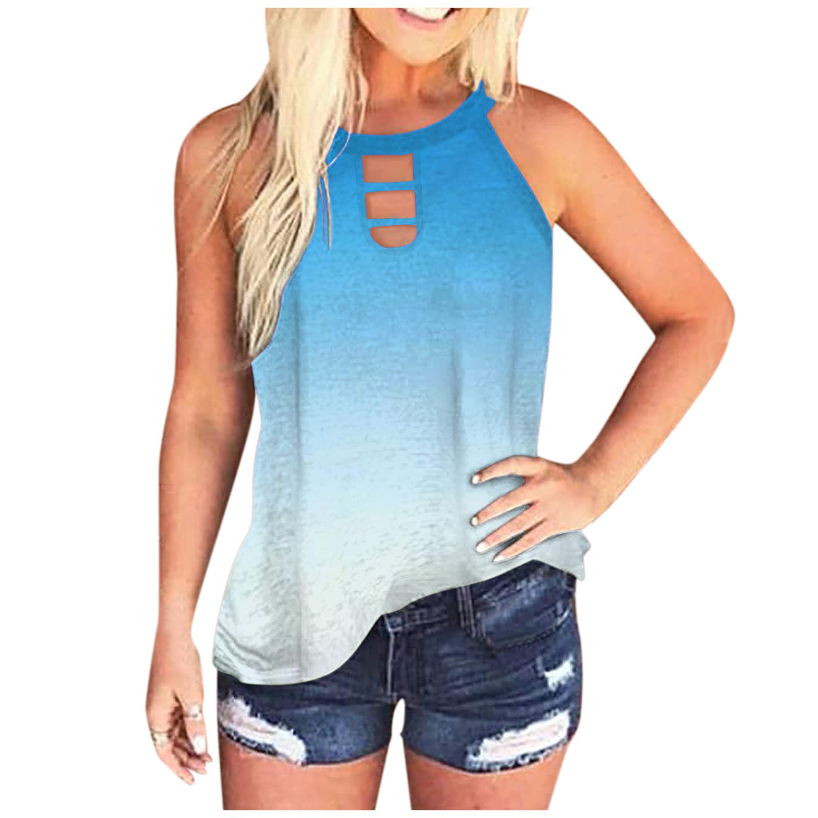 Felwors Women's Summer Tops - Cute V Neck Sleeveless Tank Tops, Loose Fit Casual Shirts for Women | Perfect for Beach Outings, Vacation Wear & Summer Fashion