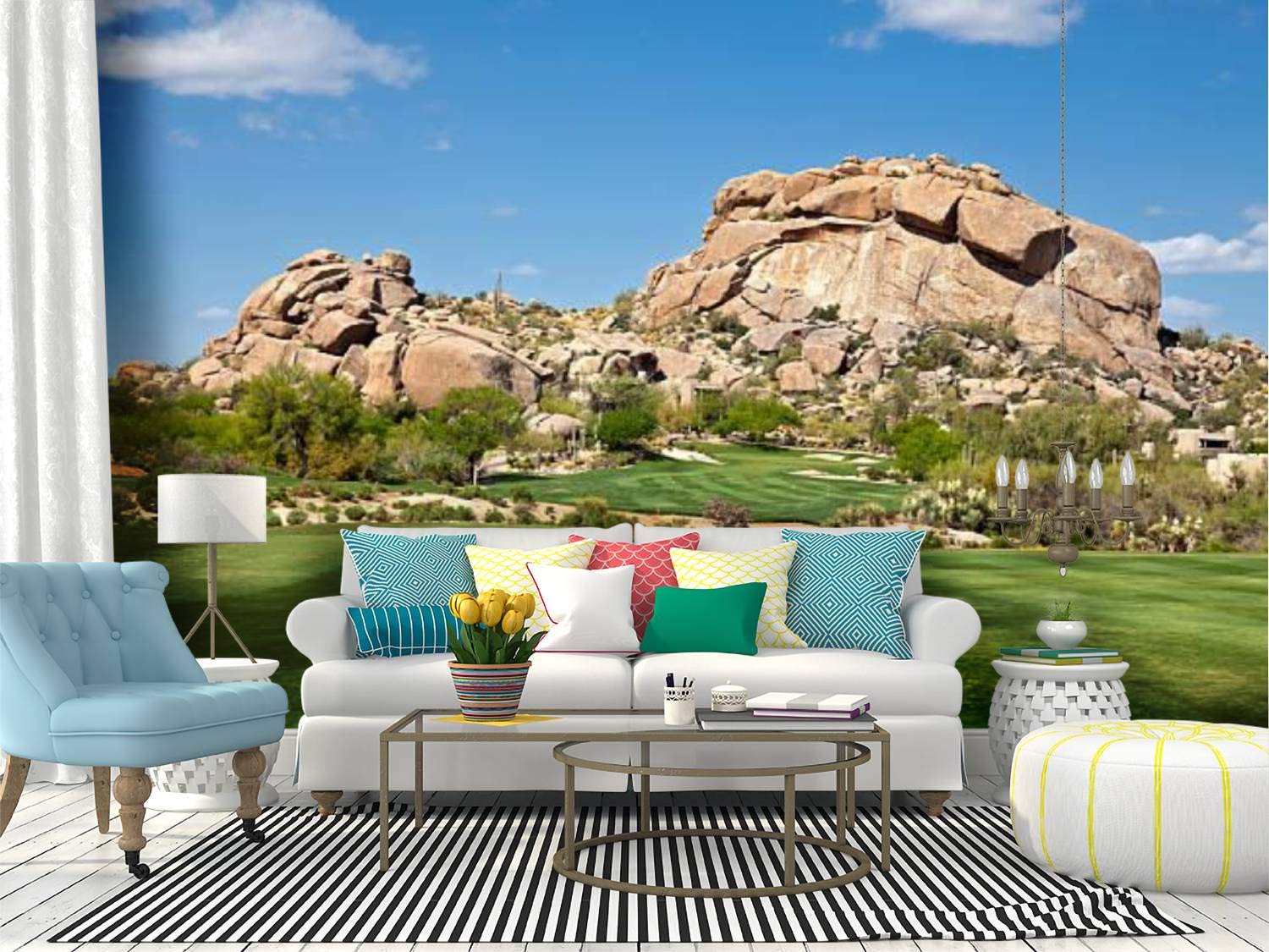 Arizona Golf Landscape Canvas Print - Self-Adhesive Peel & Stick Wallpaper Mural for Living Room, Bedroom, Office | Easy DIY Home Decor & Wall Art Sticker