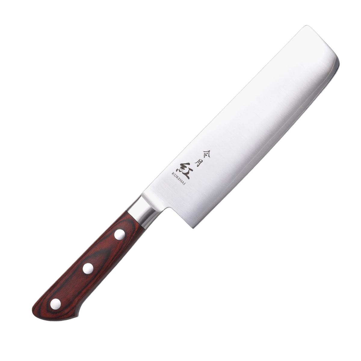 Premium Fuji Kurenai Nakiri Knife - 165mm Molybdenum Vanadium Steel Japanese Vegetable Knife for Professional Chefs & Home Cooking - Perfect for Chopping Vegetables, Herbs & Meal Prep