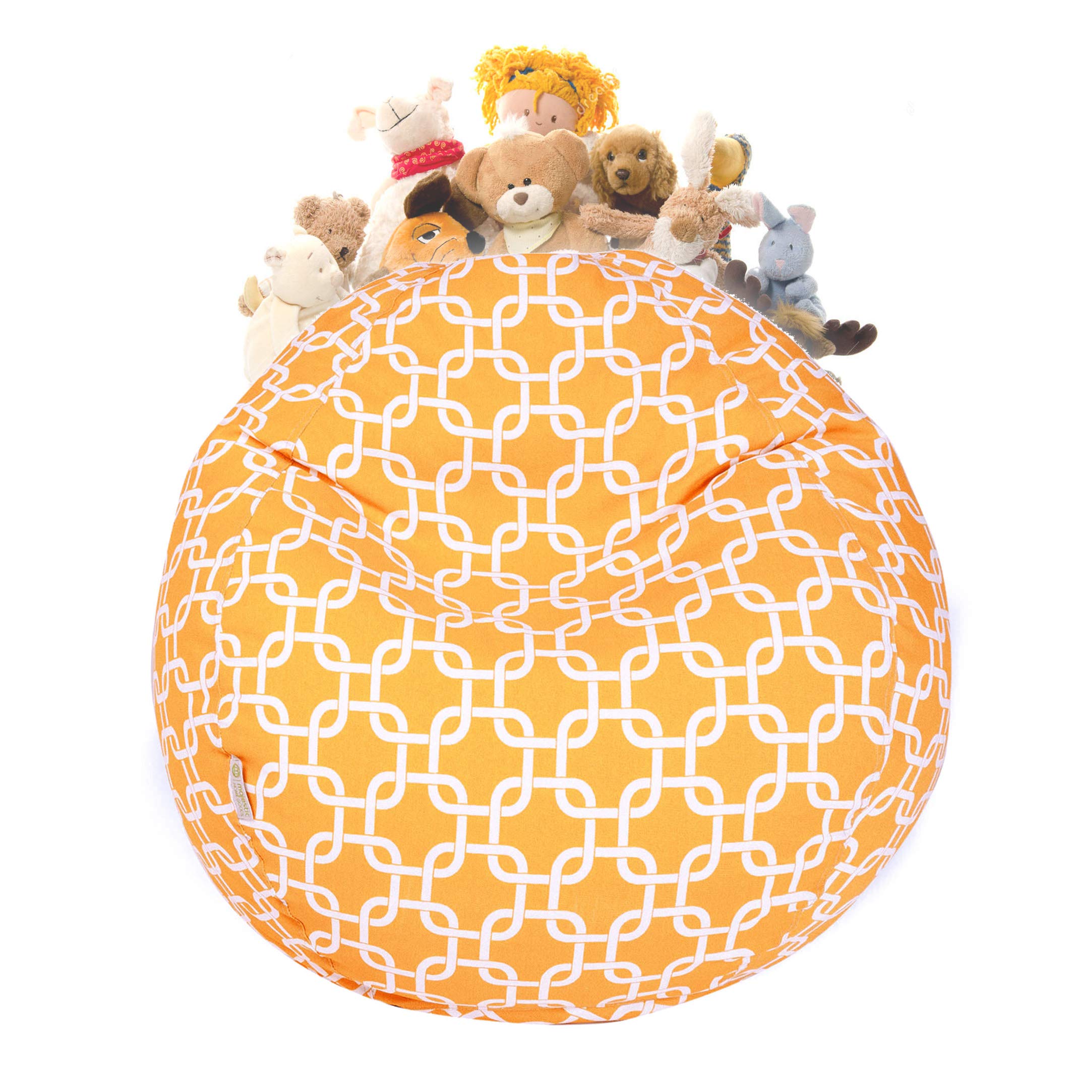 Majestic Yellow Bean Bag Chair - Soft & Comfy Storage Ottoman for Kids & Adults - Perfect for Living Room, Bedroom, Dorm & Game Room Relaxation