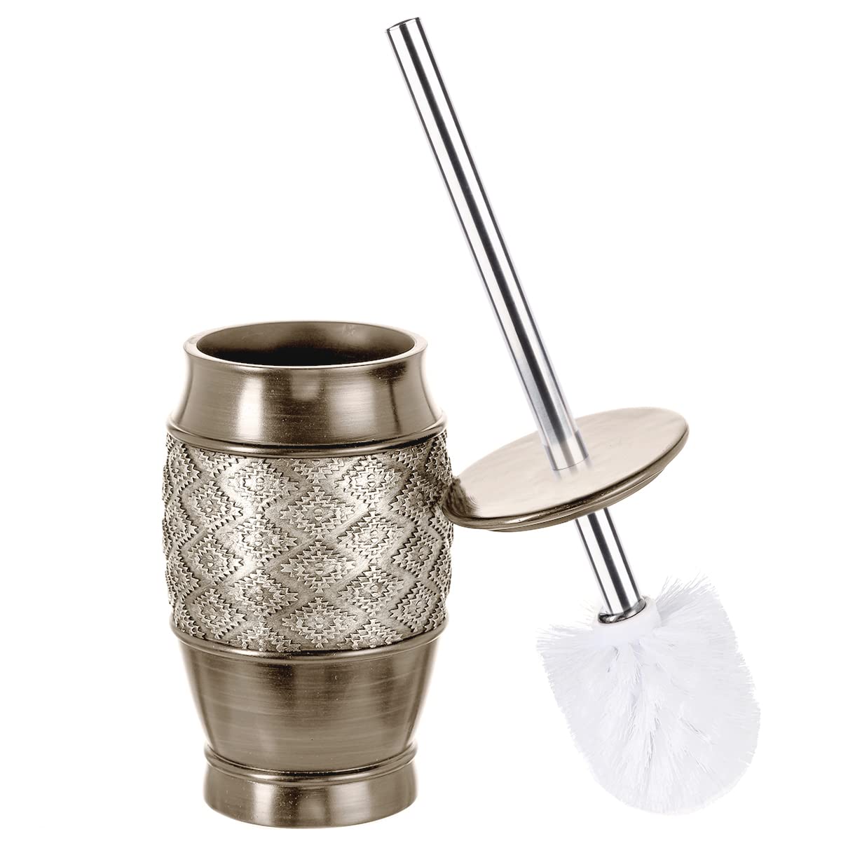 Dublin Silver Toilet Brush Set with Holder - Decorative Bathroom Cleaning Tool - Space Saving Toilet Bowl Scrubber for Modern Homes | Ideal for Small Bathrooms & Guest Powder Rooms