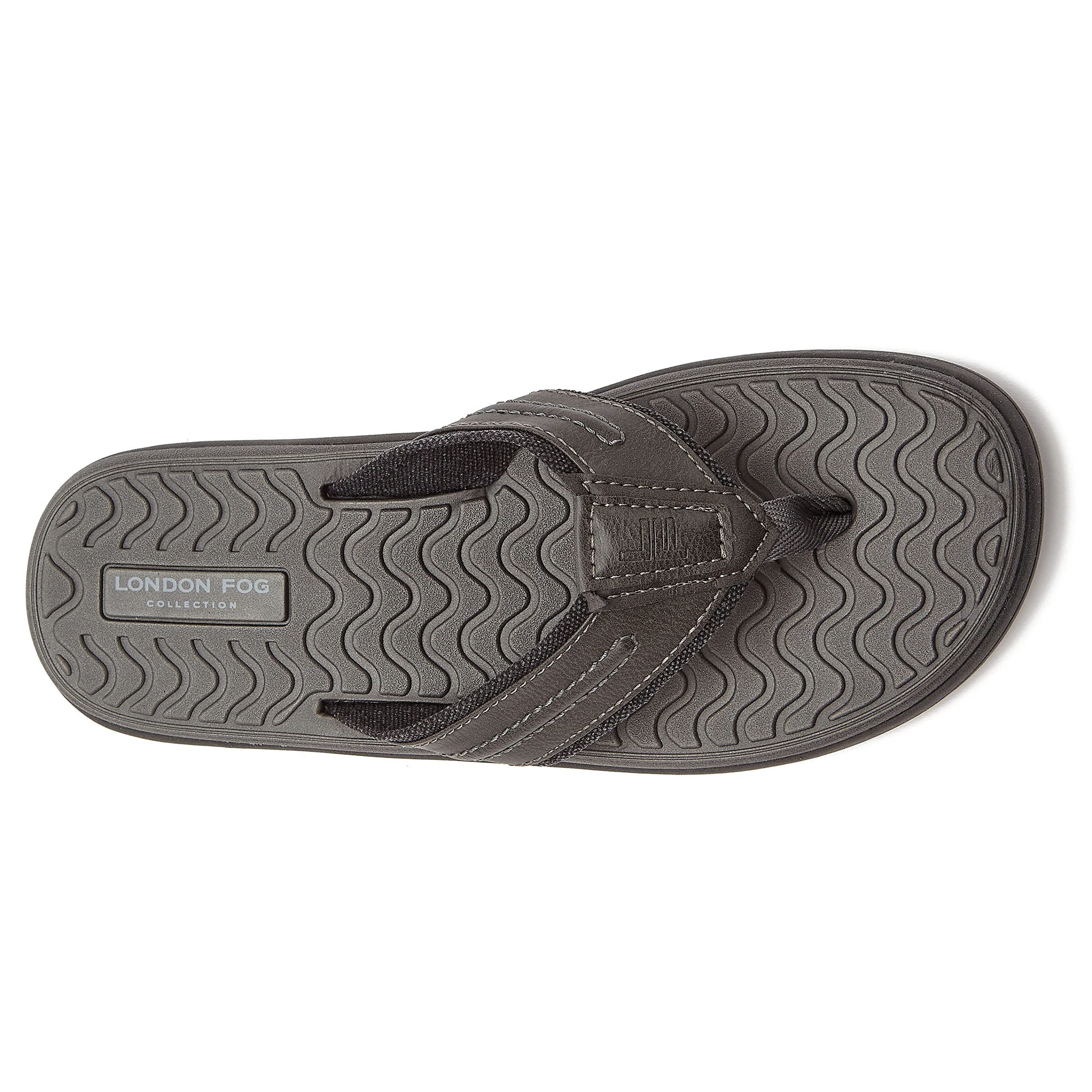 LONDON FOG Anthony Men's Thong Sandals - Athletic Flip Flops for Men Size 7-13 (Black, Grey, Brown) - Comfortable Beach & Pool Slides for Summer Outdoor Activities