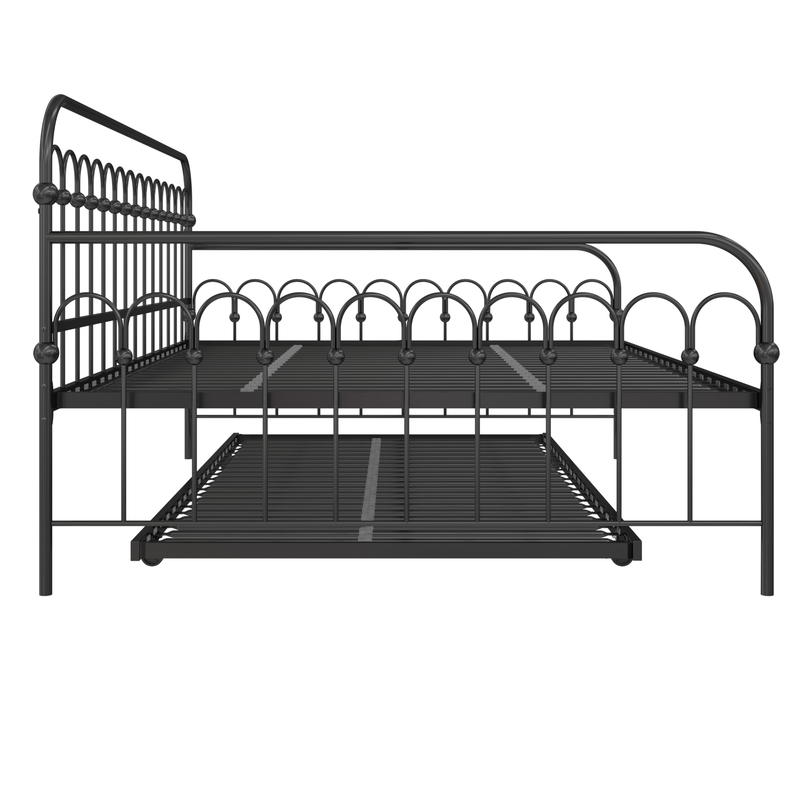 Novogratz Bright Pop Full Metal Daybed with Twin Trundle Bed - Modern Black Metal Frame Sleeper Sofa for Small Spaces, Guest Room & Dormitory