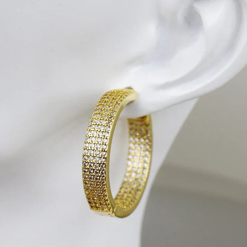 5 Pairs Classic Hoop Earrings - Pave Zircon Gold Plated Elegant Women's Jewelry Set for Party, Wedding, Anniversary Gift | Perfect for Everyday Wear & Special Occasions