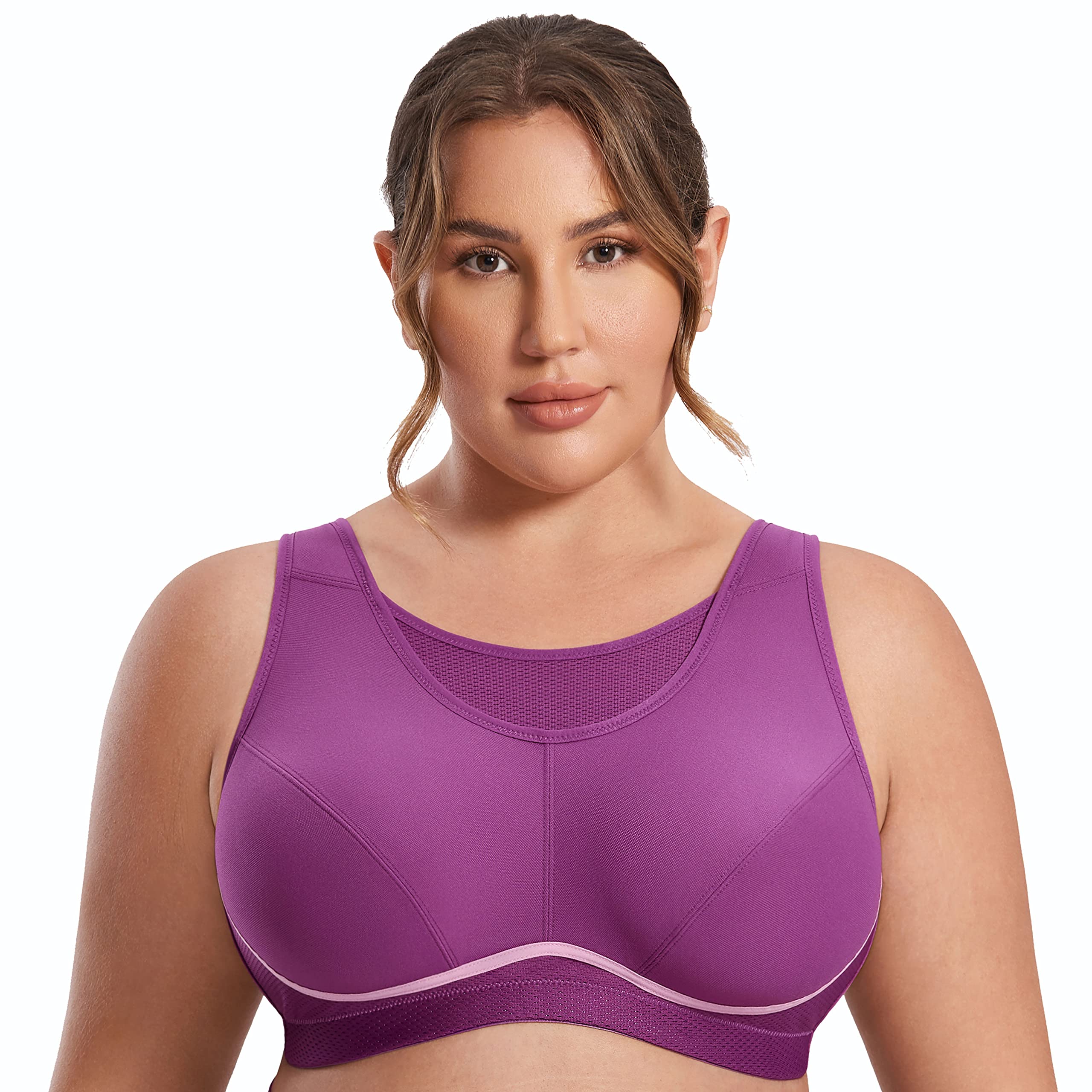 SYROKAN Women's Plus Size High Impact Sports Bra - Wirefree Full Figure Workout Bras for Running, Gym & Yoga - Comfortable Support for Large Busts