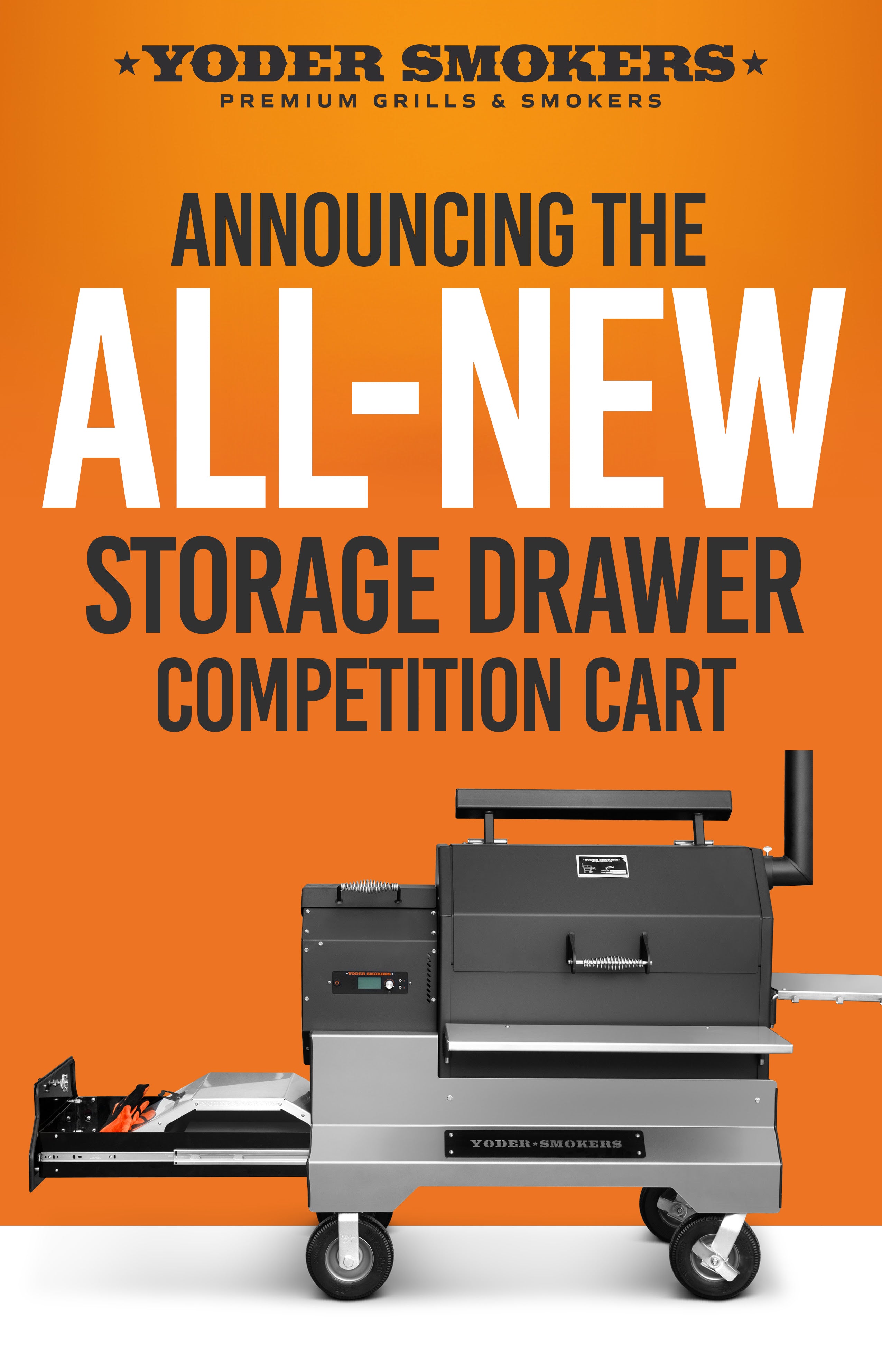 Yoder Smokers Competition Cart with Storage Drawer - Stainless Steel Shelves & 10 Wheels - 2nd Level Slide Out - Perfect for BBQ Competitions & Outdoor Cooking