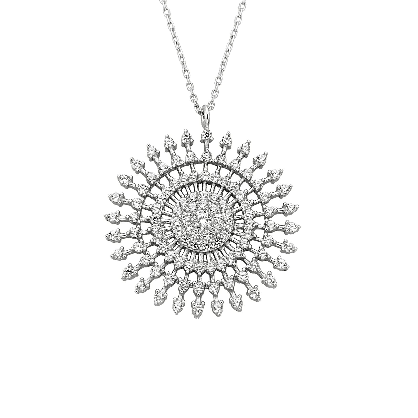 925K Sterling Silver Sun Necklace for Women - CZ Pendant, Dainty Jewelry Gift for Birthday & Christmas | Everyday Wear