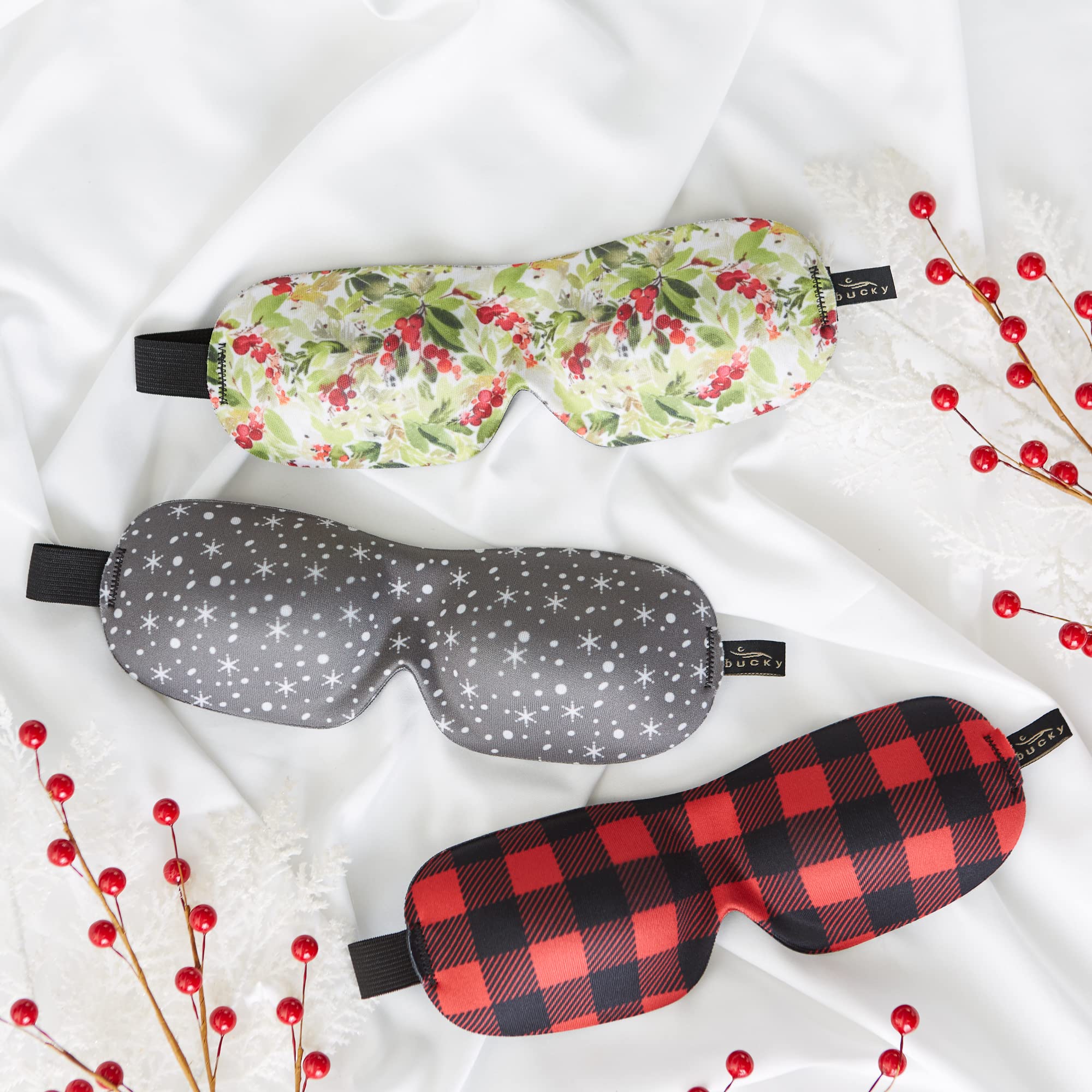 Bucky 40 Blinks No Pressure Printed Sleep Eye Mask for Travel, Sleeping & Relaxation - Snowflake Design, One Size Fits All - Perfect for Airplane, Nap & Nighttime Use