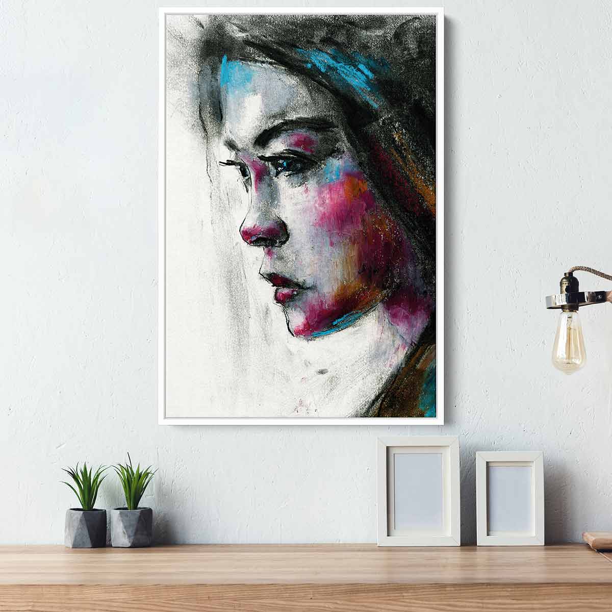 Asian Woman Wall Art Canvas Print - White & Enigmatic Portrait Home Decor for Living Room, Bedroom, or Office