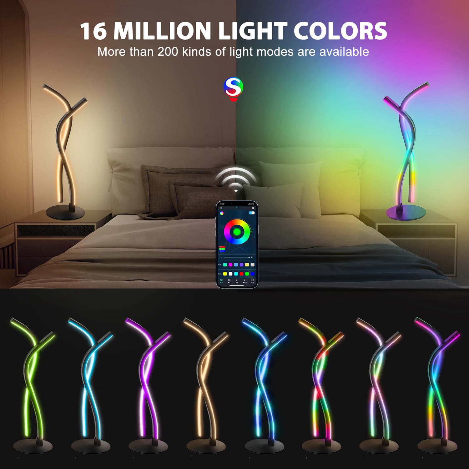 Wefomey Smart LED Table Lamp - RGBW IC Color Changing Dimmable Night Light with App & Remote Control, USB-Powered Modern Bedside Lamp for Bedroom, Living Room & Office | Perfect for Reading, Relaxation & Mood Lighting